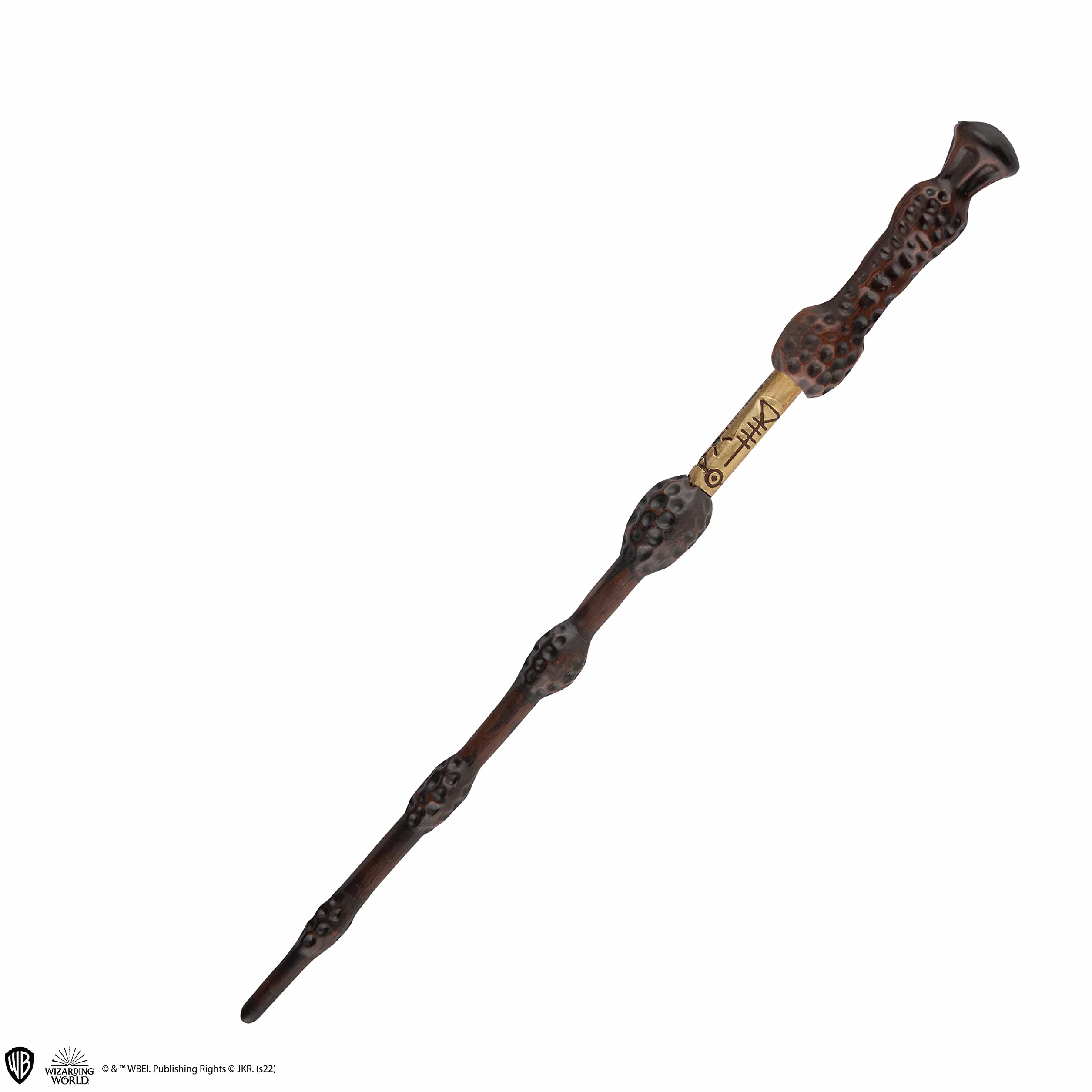 Cinereplicas Harry Potter - Magiczna różdżka Albus Dumbledore z podstawką i soczewkową zakładką - Oficjalna licencja