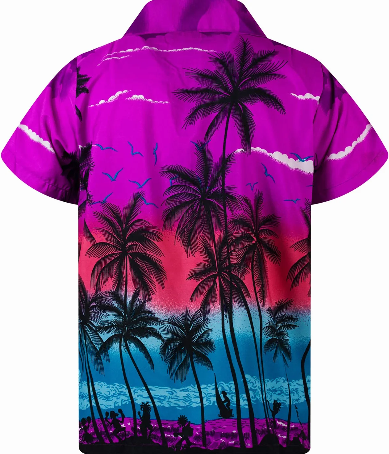 King Kameha Funky koszula hawajska dla chłopców i dziewczynek, z krótkim rękawem, kieszeń przednia, nadruk hawajski, uniseks, wzór palm plażowych