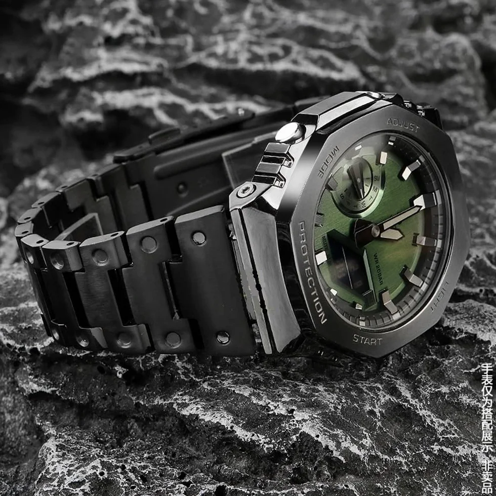 16 mm metalowy pasek do zegarka ze stali nierdzewnej pasujący do Casio G-SHOCK GM2100/GA2100
