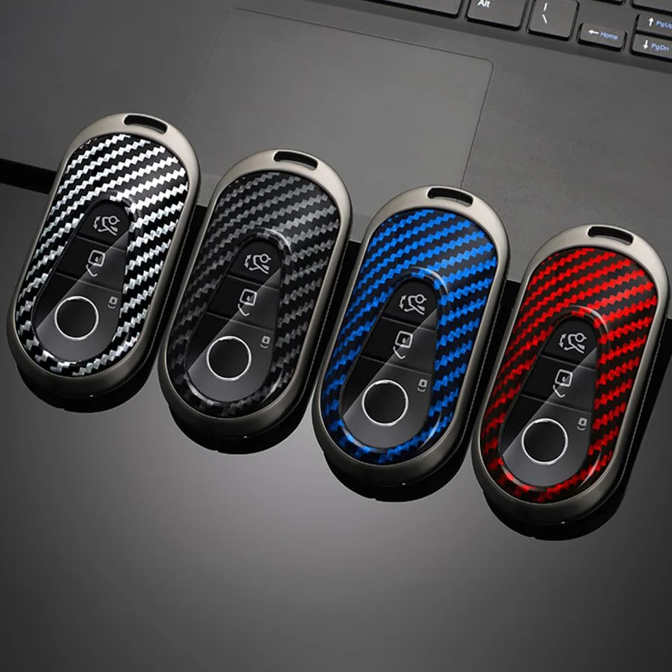 Keyless etui na kluczyki samochodowe pasuje do Benz klasy C W206, etui ochronne z włókna węglowego, etui na klucze do Mercedesa klasy S W223, S450, C200, S350L, do Maybach S480, S580, z hakiem