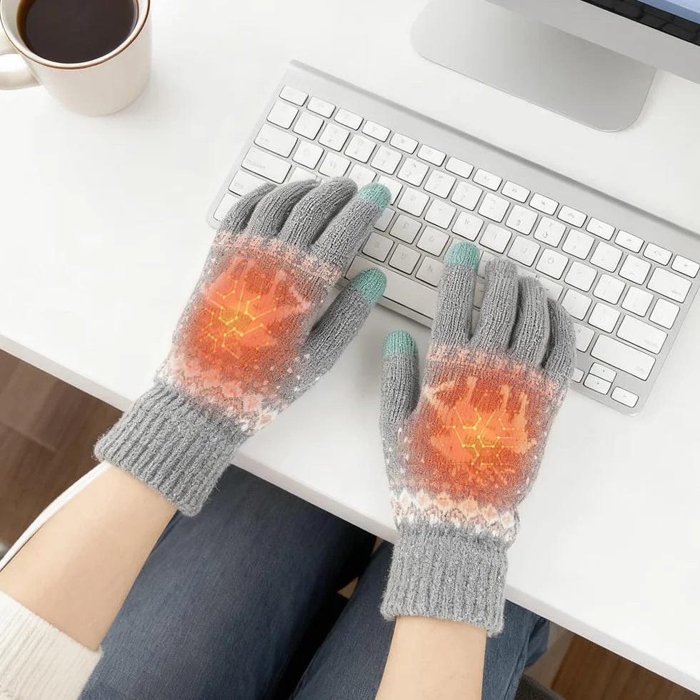 Ogrzewane rękawiczki USB, ogrzewane rękawiczki dla kobiet, rękawiczki z dzianiny, damskie zimowe rękawiczki z ekranem dotykowym, regulowana temperatura, ogrzewające, do robienia na drutach