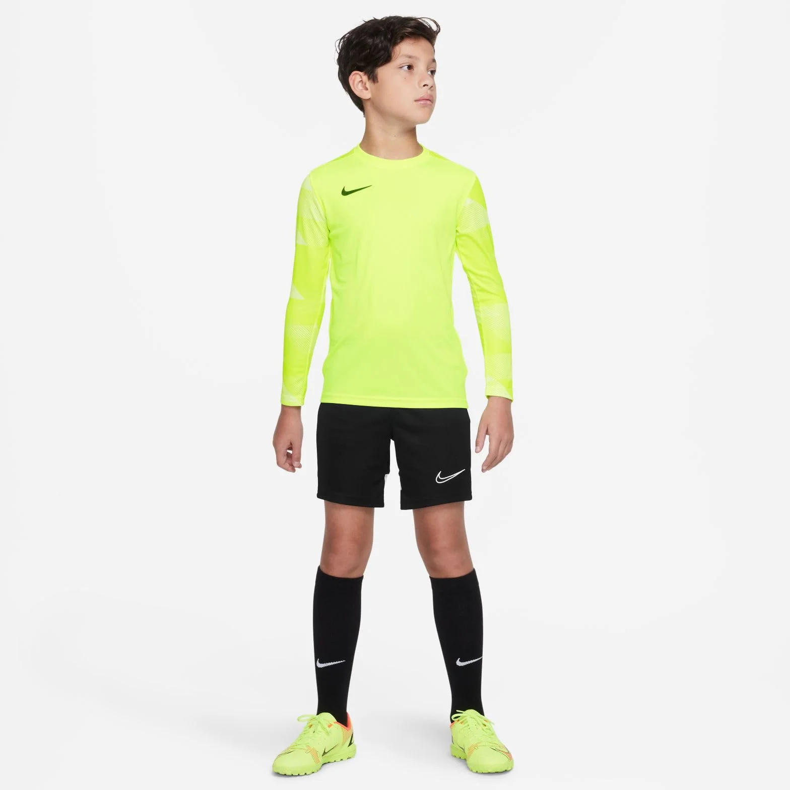Nike chłopięcy Y NK DRY PARK IV JSY LS GK koszulka z długim rękawem, wolt/biały/(czarny), S