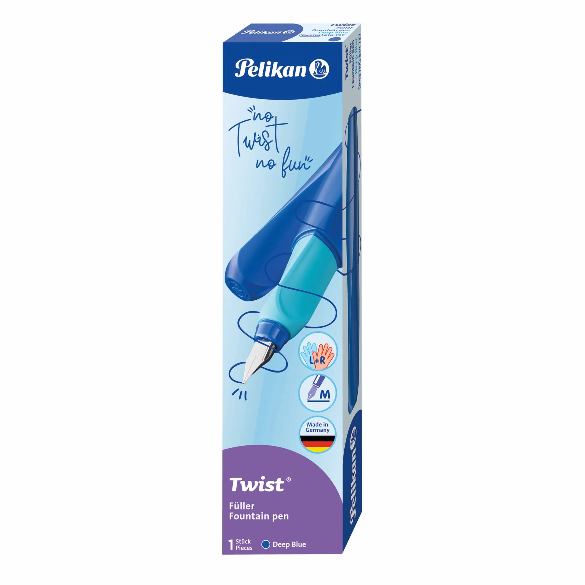 Pelikan 814737 pióro wieczne Twist M, Deep Blue, łącznie z 1 wkładem, 1 sztuka