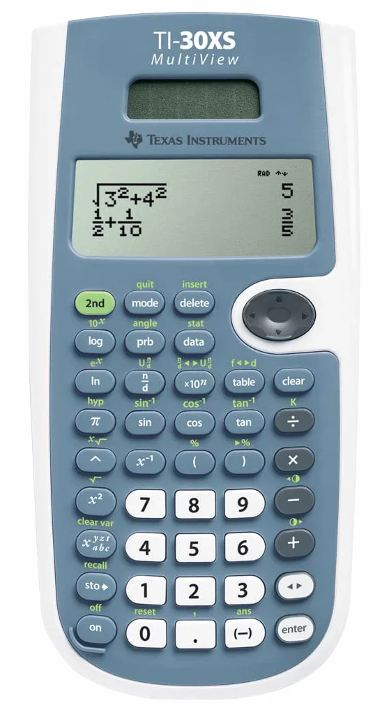 Texas Instruments TI-30XS MultiView kalkulator szkolny (do 4-liniowego wyświetlacza, zasilanie energią słoneczną i baterią)