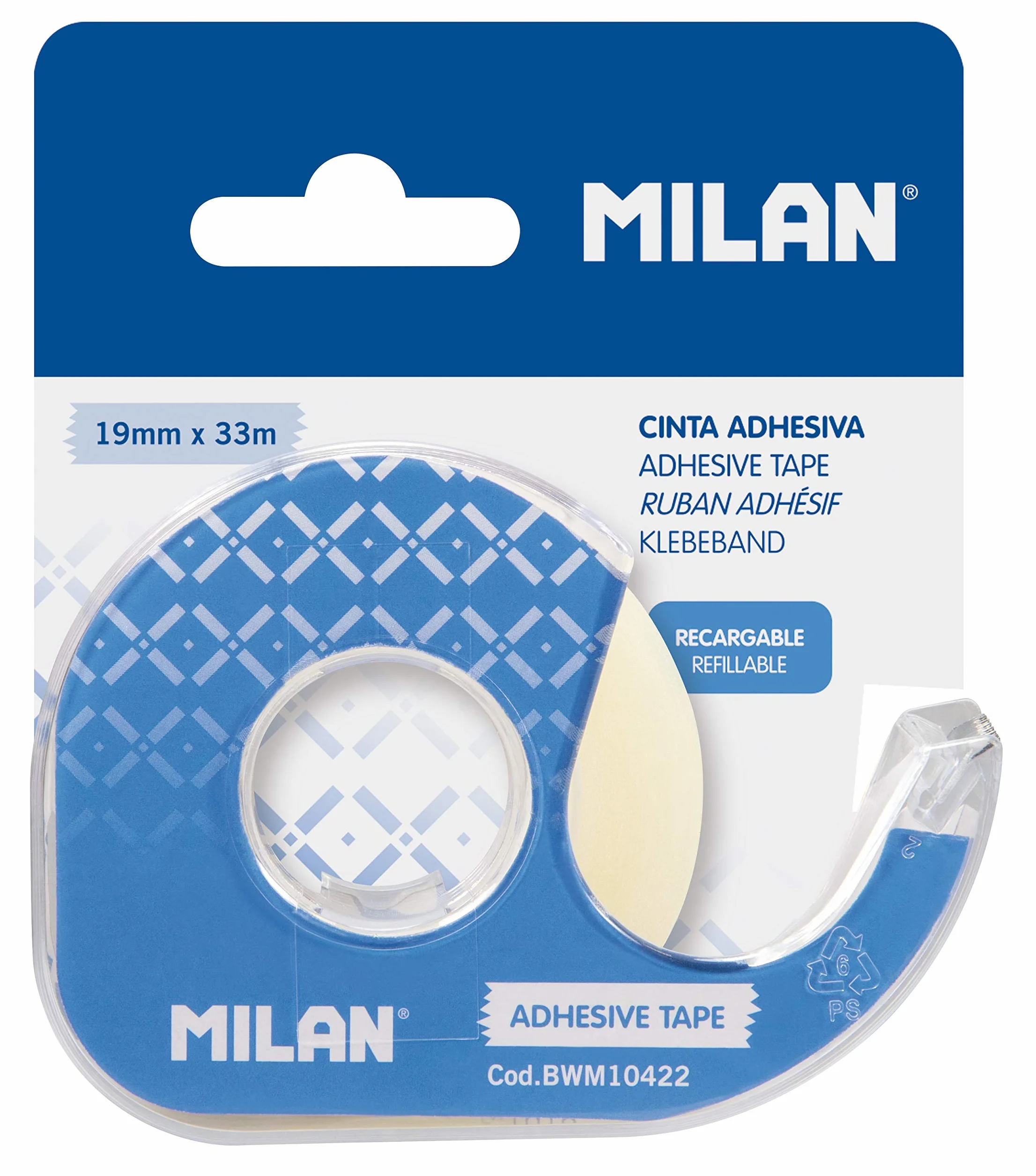 Milan 64139 Taśma Klejąca, Niebieski, 19 mm x 33 m