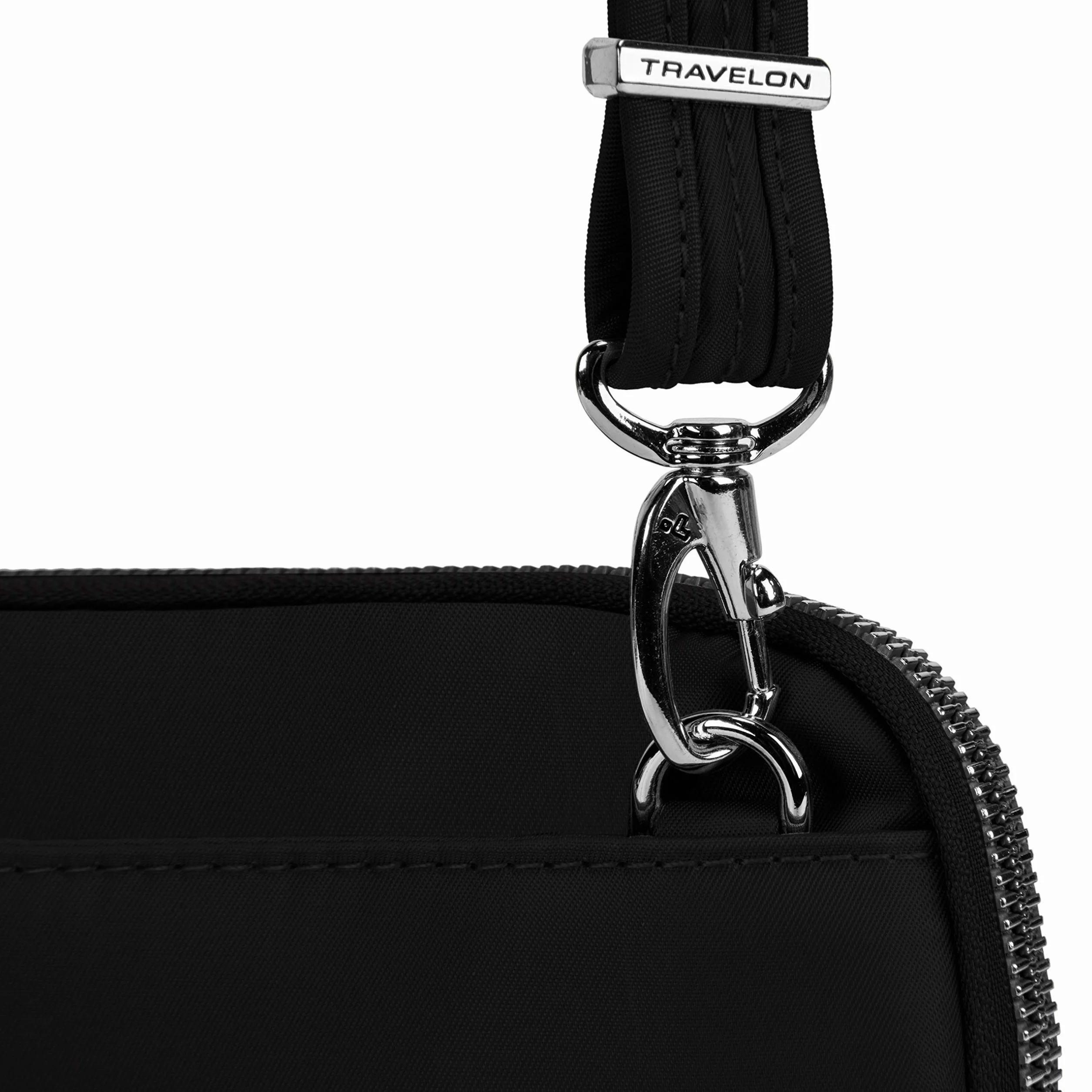 Travelon Damska antykradzieżowa dopasowana kabriolet kopertówka crossbody, onyks, jeden rozmiar