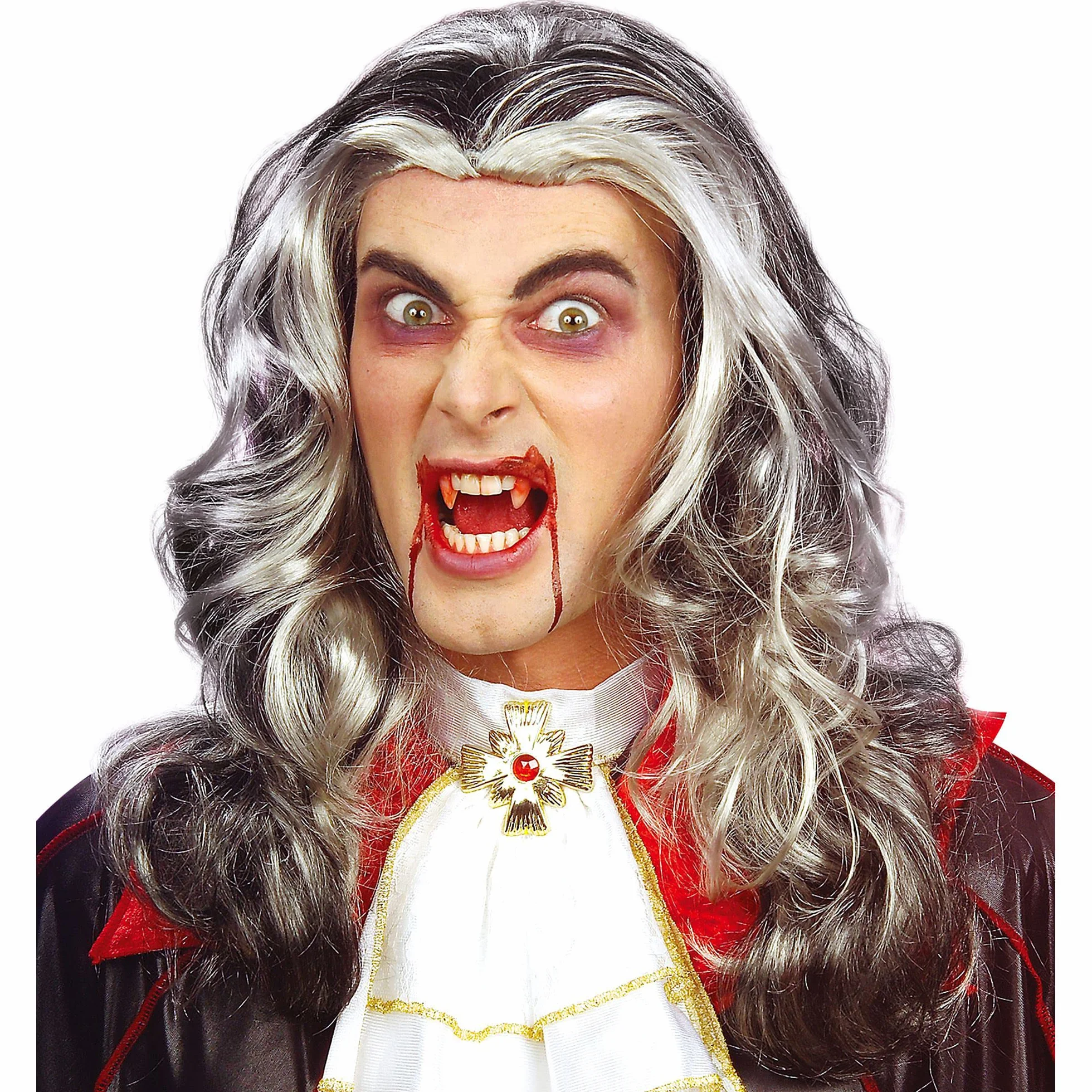 Widmann 6146T - peruka Dracula, szaro-czarna, peruka z długimi włosami, impreza tematyczna, karnawał