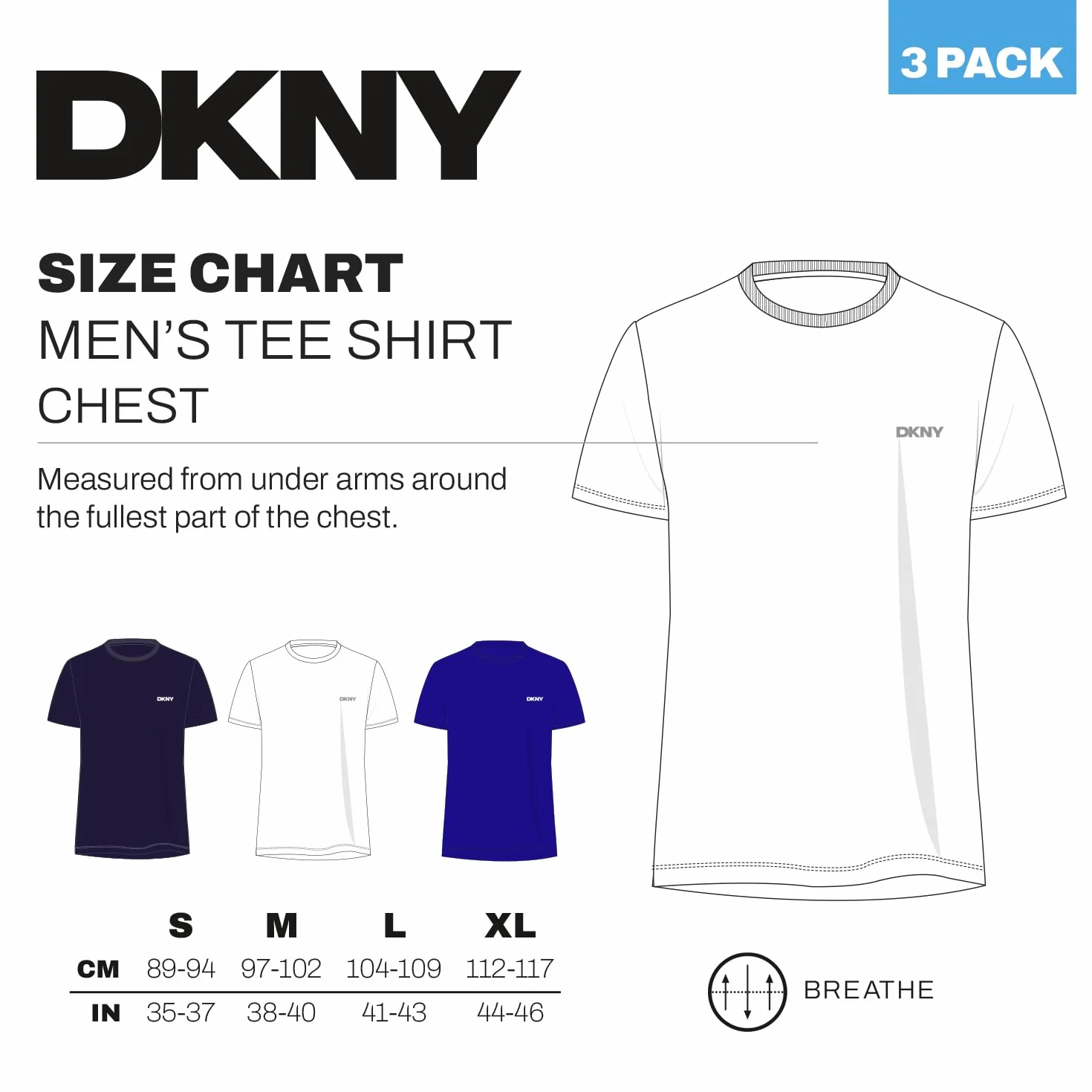 DKNY Męska koszulka 3-pak 100% bawełna, oliwkowa/antracytowa/granatowa, XL