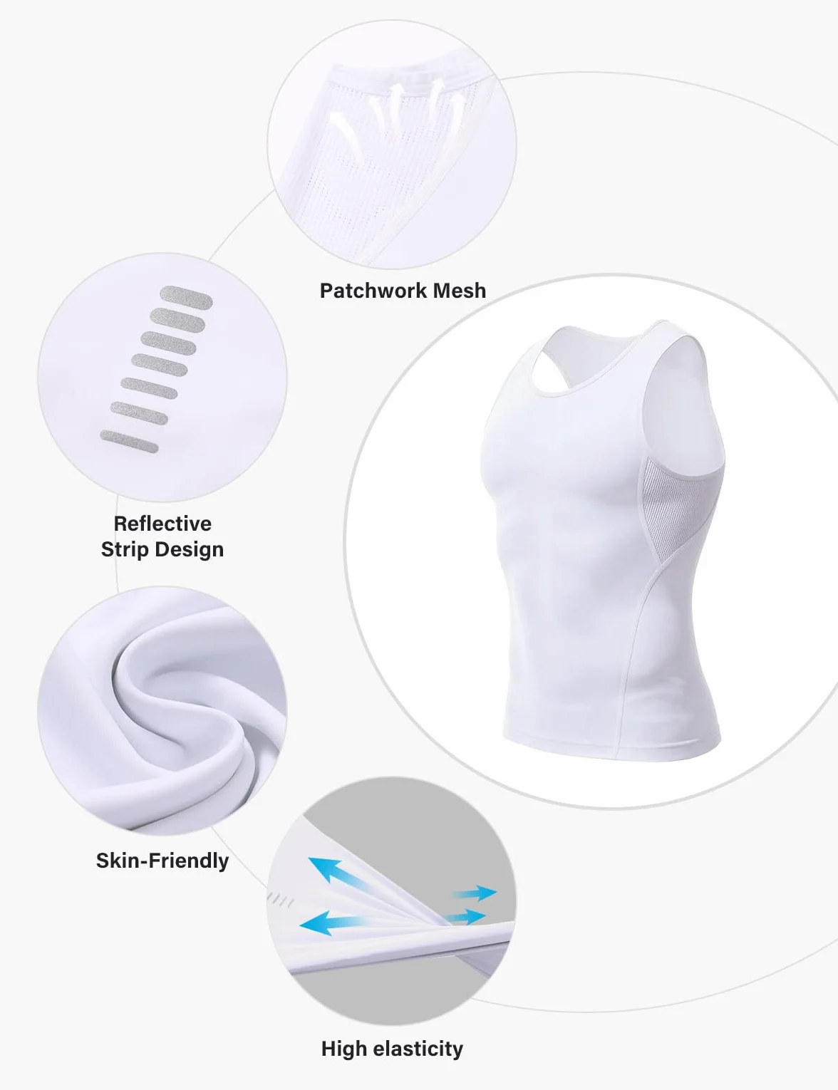 Męska koszulka kompresyjna, bez rękawów, podkoszulek typu tank top, wyszczuplający brzuch