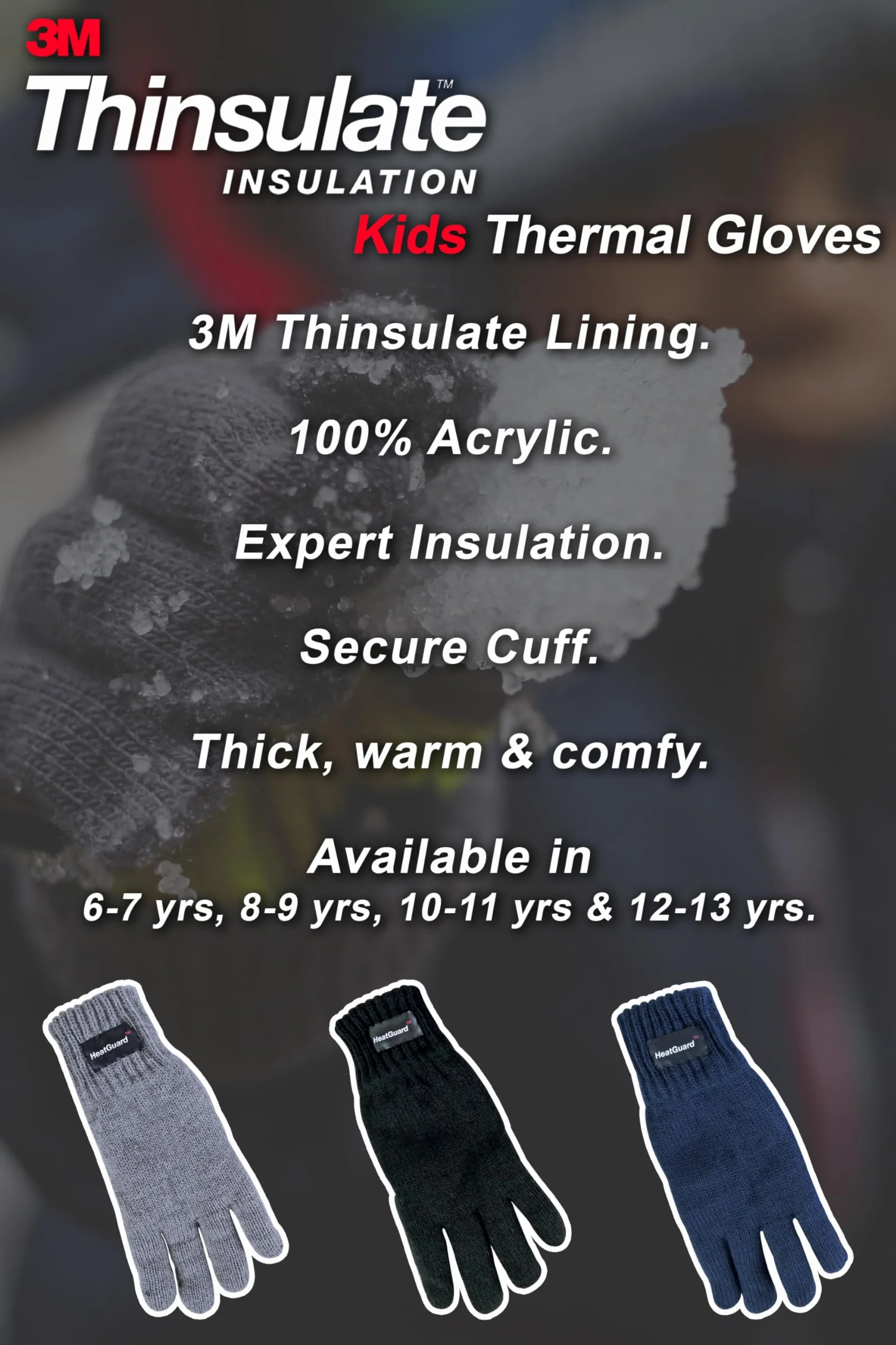 Sock Chłopięce dziecięce Thinsulate 3M 40 gram izolacja termiczna cienkie dzianinowe zimowe rękawiczki