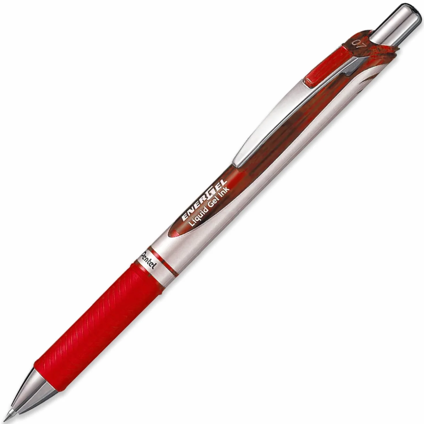 Pentel EnerGel XM BL77 – chowany płynny długopis żelowy – 0,7 mm – w 54% z recyklingu – w opakowaniu prezentowym (czerwone opakowanie 5 sztuk)