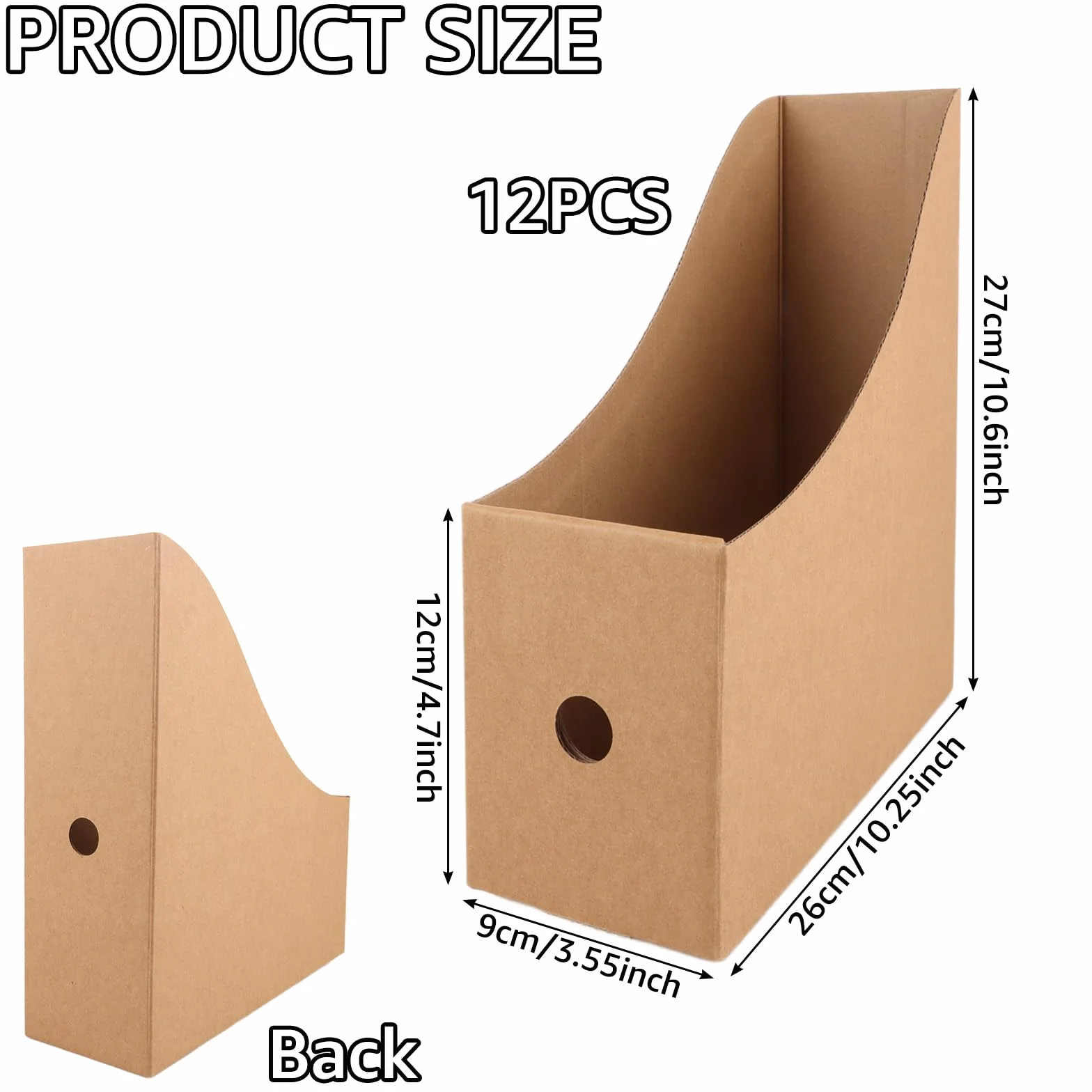 APACALI Kartonowy stojak na czasopisma A4 do biura, akademika, klasyfikacja plików domowych, papier kraft 12 szt