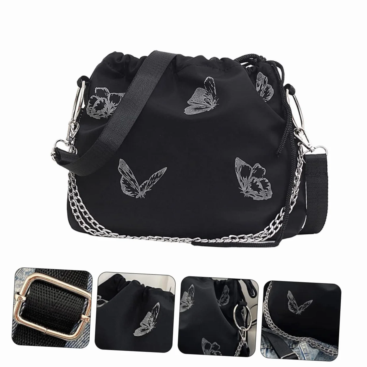 CHILDWEET Ukoś Torba Damska Ze Sznurkiem Motyl - Torebka Ramię Moda Kobieta Cross-Body Mini Delikatna Biała
