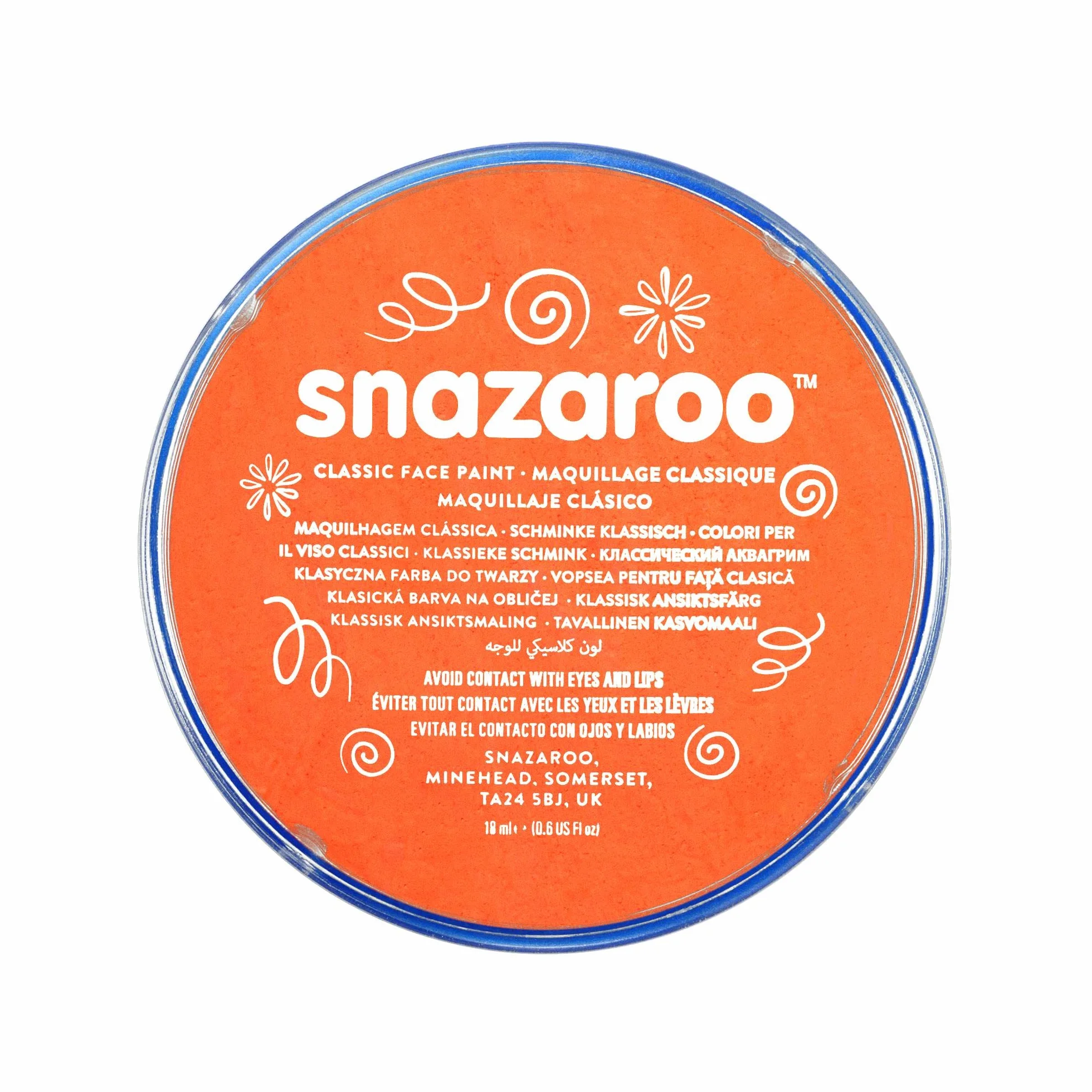 Snazaroo 1118553 makijaż dla dzieci, przyjazny dla skóry, hipoalergiczny makijaż twarzy na bazie wody, rozpuszczalny w wodzie, nie zawiera parabenów, 18ml - Orange