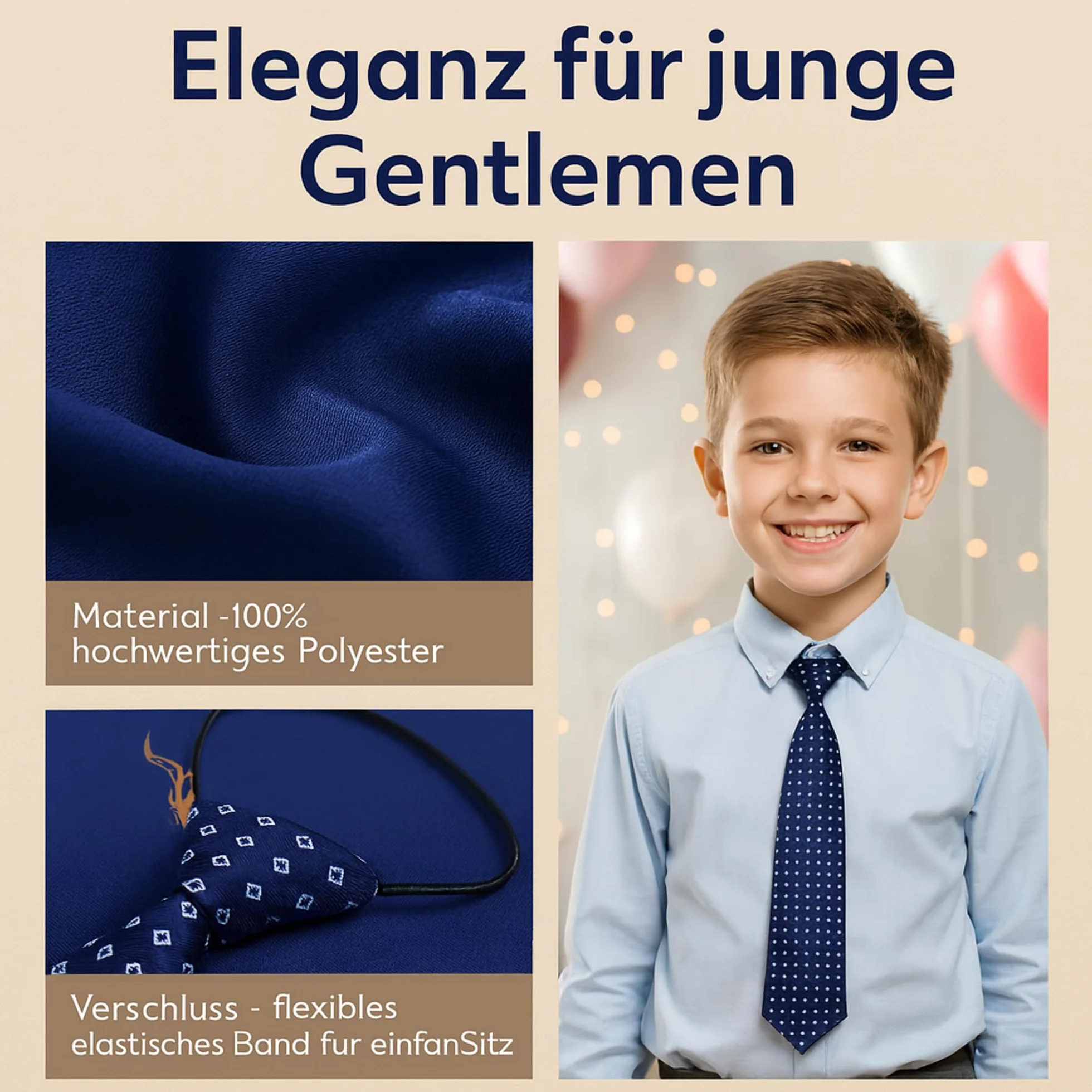 krawat dzieci chłopcy z elastyczną gumką, czerwony, XS