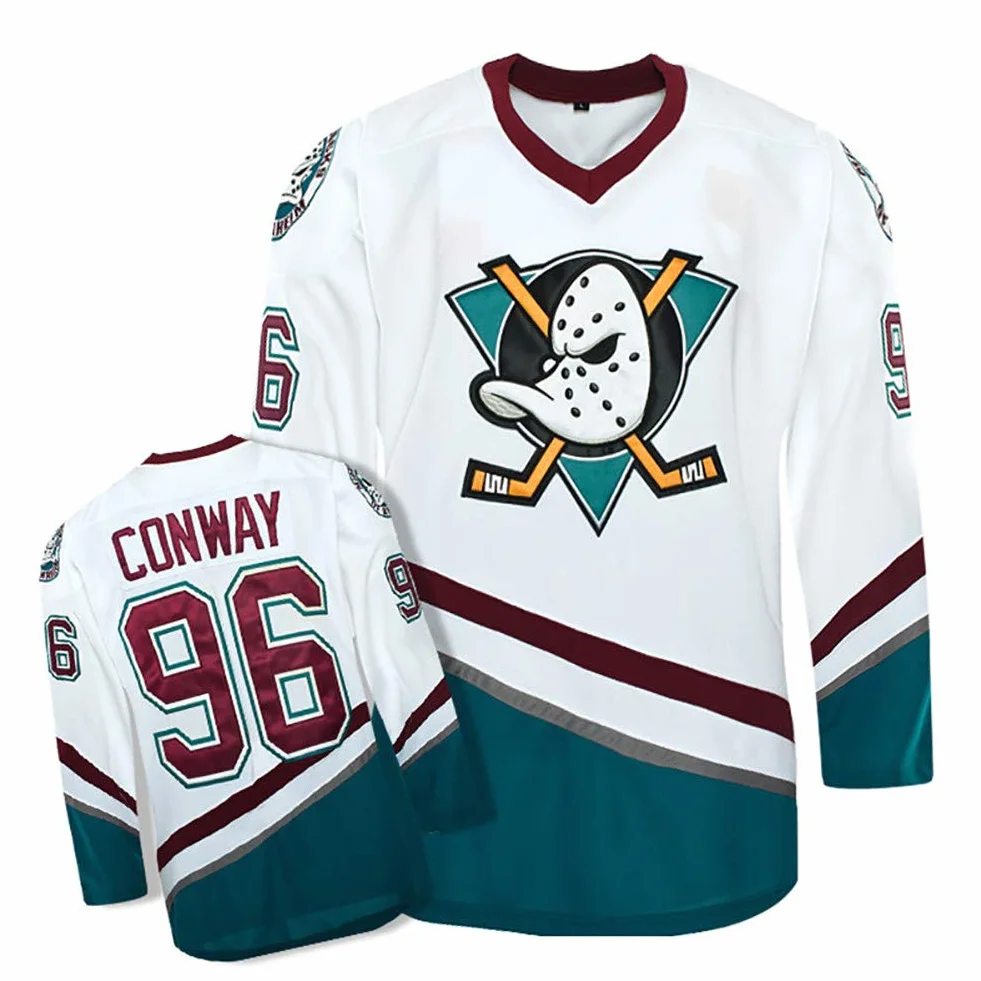 Charlie Conway #96 Mighty Ducks Movie hokej na lodzie koszulki NHL męskie bluzy oddychające koszulka z długim rękawem