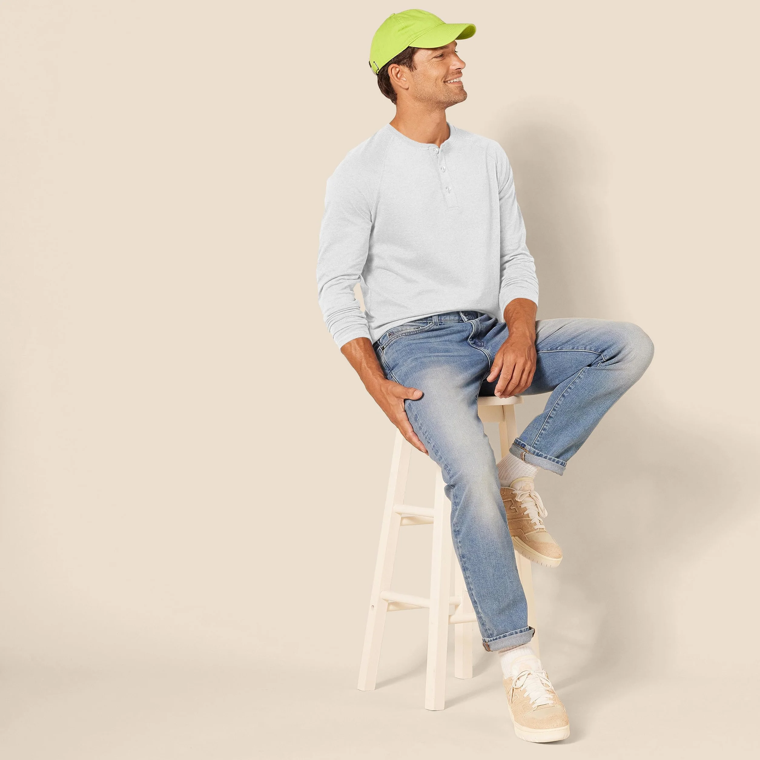 Amazon Essentials Mężczyźni Koszula henley z długim rękawem slim fit