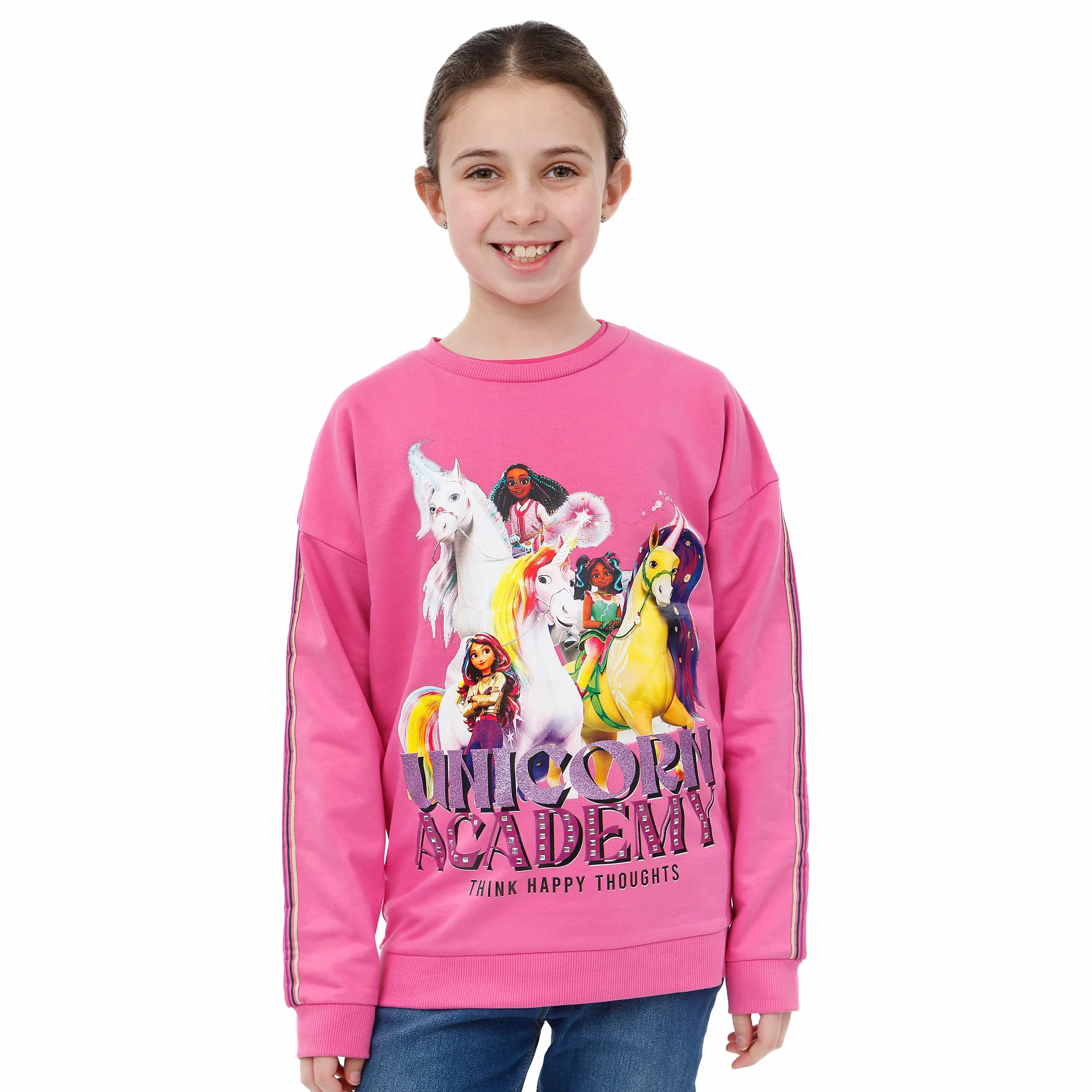 Bluza Dla Dziewcząt Z Akademii Jednorożców | Bluza Z Jednorożcem Dla Dziewcząt | Bluza Dla Dzieci Sophia I Wildstar | Różowy 152