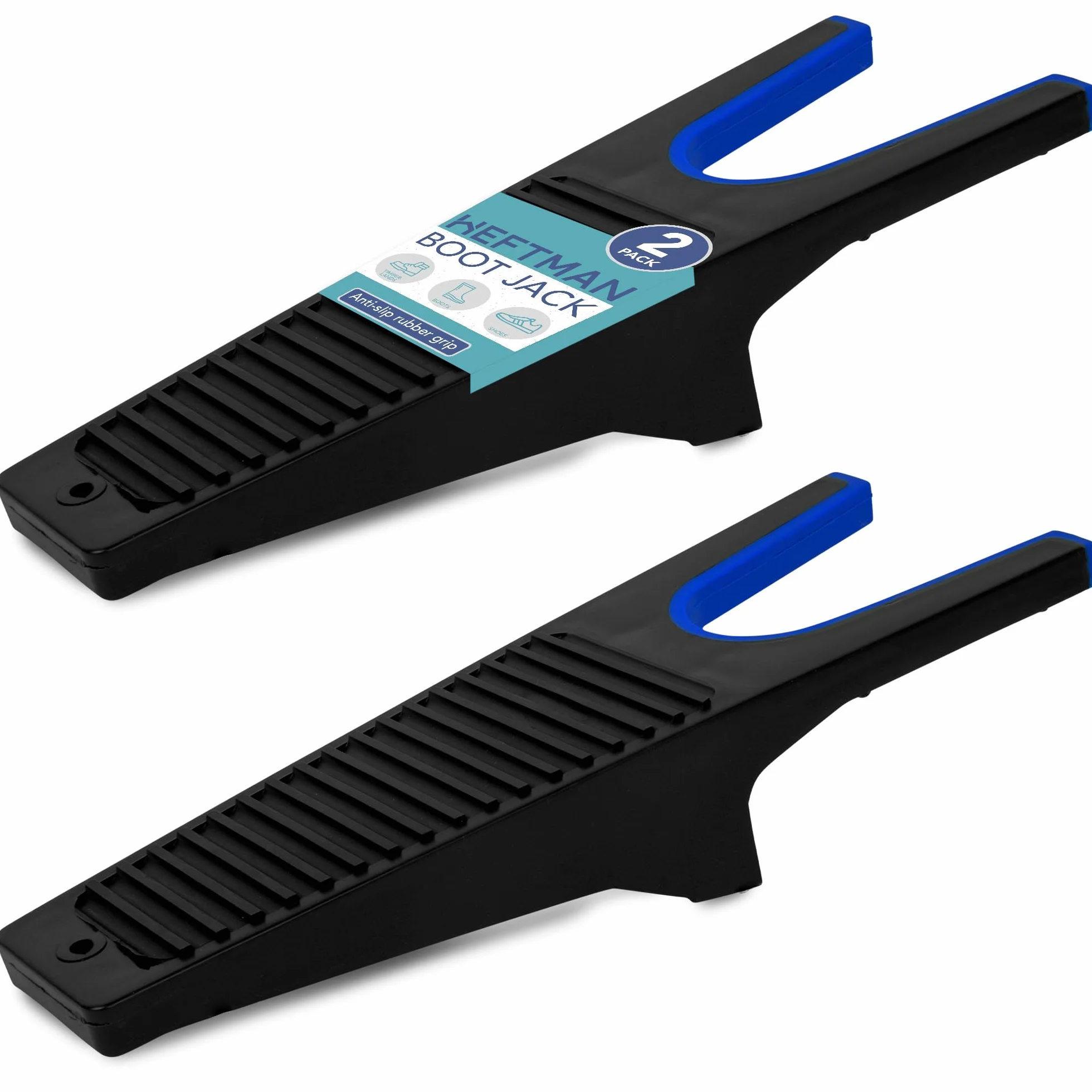HEFTMAN Boot Jack - 2-pak Heavy Duty Welly Boot Remover, Czarny/niebieski, Rozmiar Uniwersalny