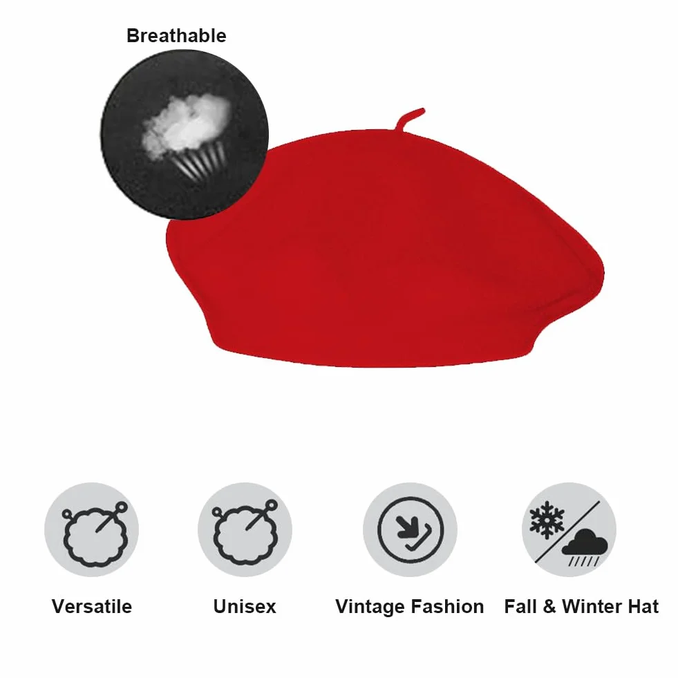 Wełniany Beret Klasyczny Francuski Damski Beret Artystyczny Damski Artystyczny Kapelusz Paryski Nowoczesny Kapelusz Malarski