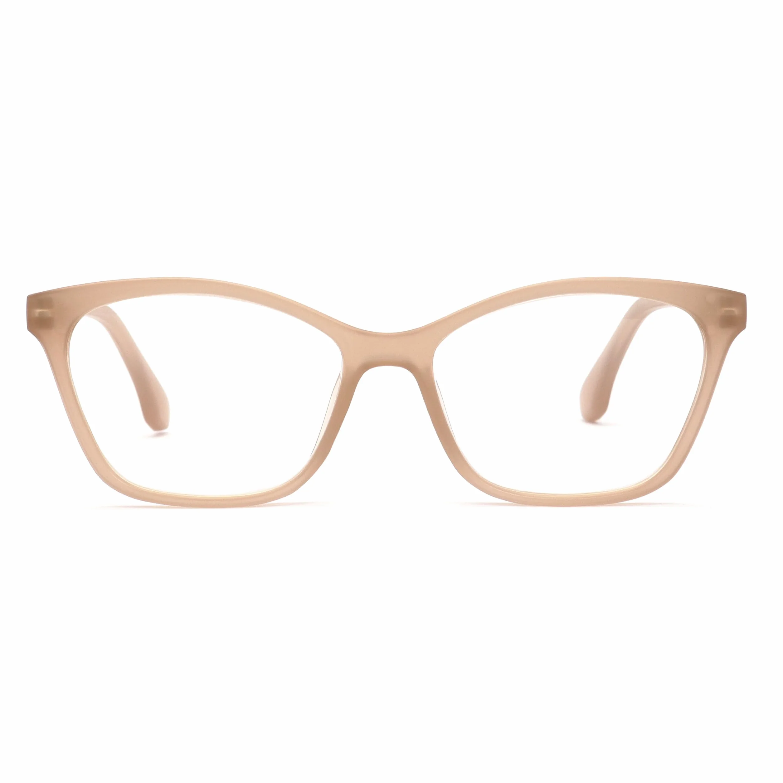 OPULIZE KAT Okulary do czytania - Eleganckie kocie oko - Matowe Szarobrązowe - Mieszany model dla mężczyzn i kobiet - Zawiasy sprężynowe - R59-U - +2.00