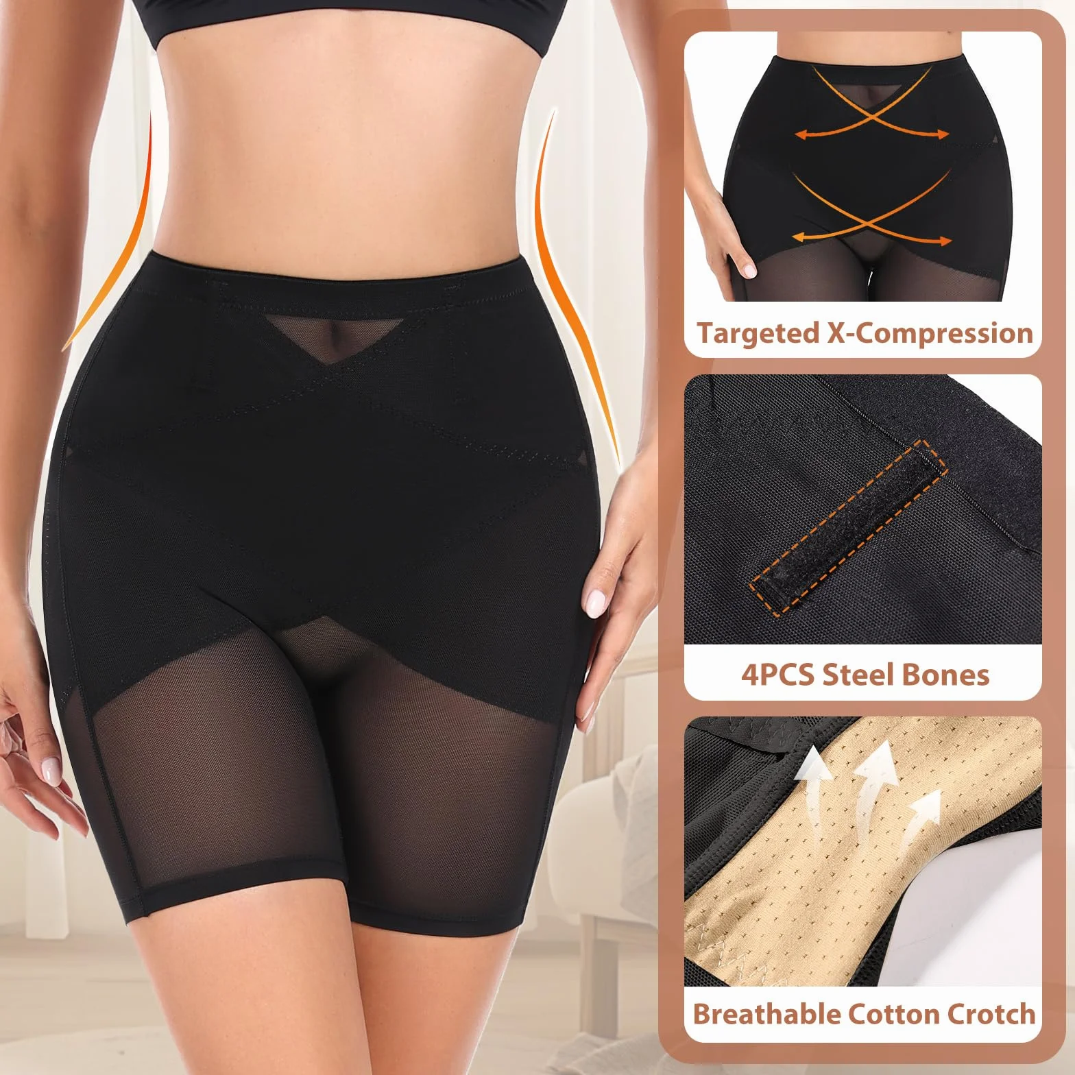 Tuopuda Majtki wyszczuplające brzuch, damskie spodnie modelujące figurę, bielizna modelująca sylwetkę, bielizna modelująca sylwetkę, bielizna modelująca z nogawkami, Tummy Control