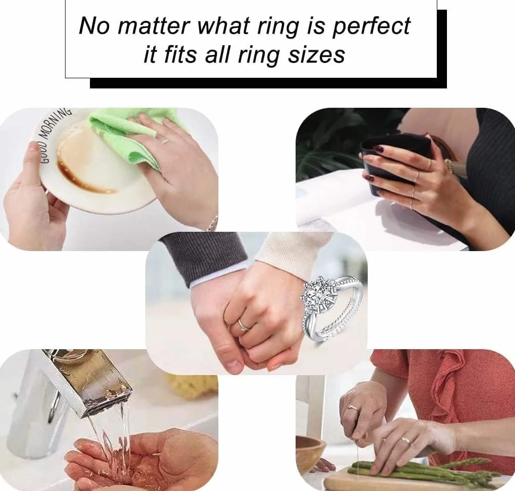 Eiito Ring Size-4, Ściereczka Do Czyszczenia, Regulator Rozmiaru Obrączek, Przeroczysty, 12 Sztuk