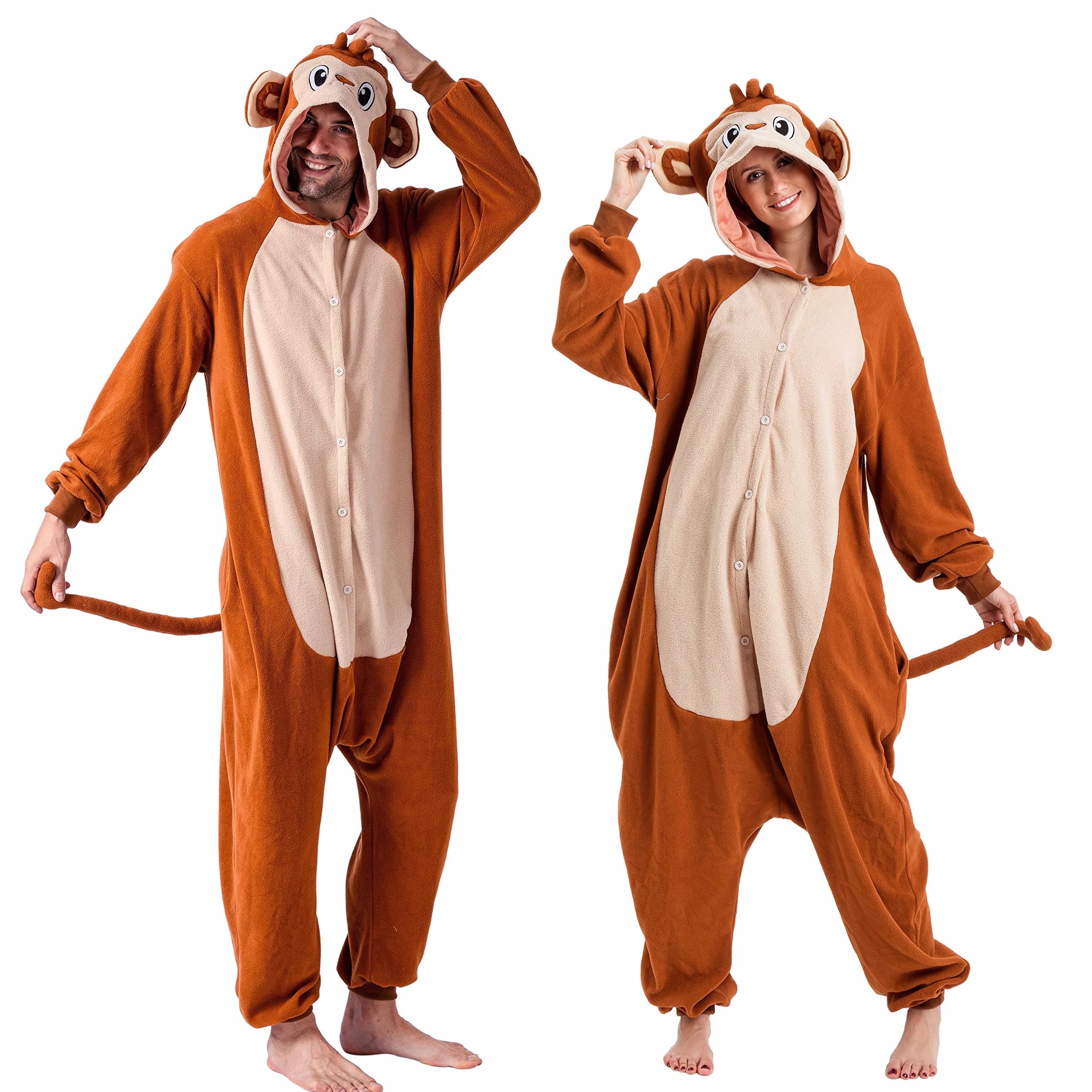 Spooktacular Creations Unisex piżama dla dorosłych, pluszowy kostium z ogonem kapelusza, do przebierania się, odgrywania ról, kostium na Halloween, rozmiar XL różowy