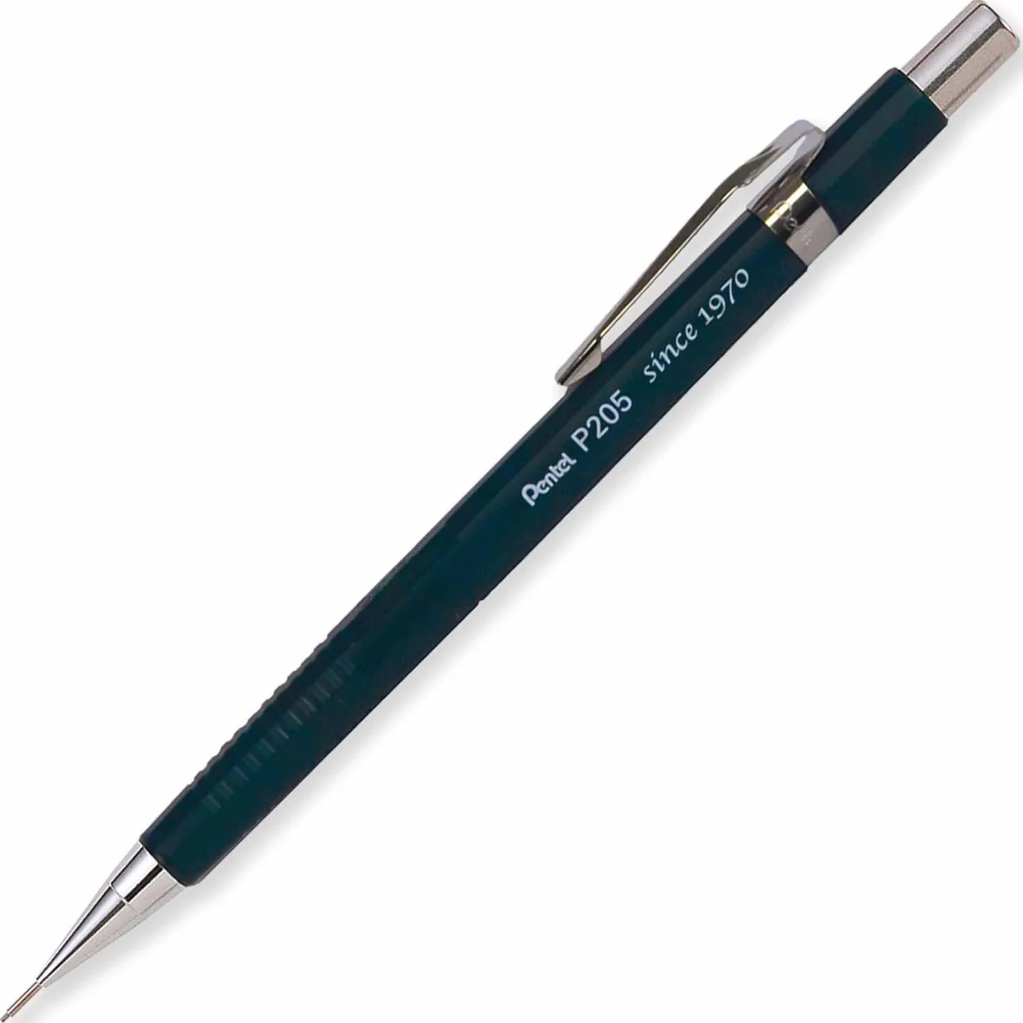 Pentel P205-JC ołówek mechaniczny automatyczny, japońska edycja limitowana, stalówka HB 0,5 mm, do wielokrotnego napełniania i chowany, ciemnoniebieska szara beczka, pojedynczy ołówek
