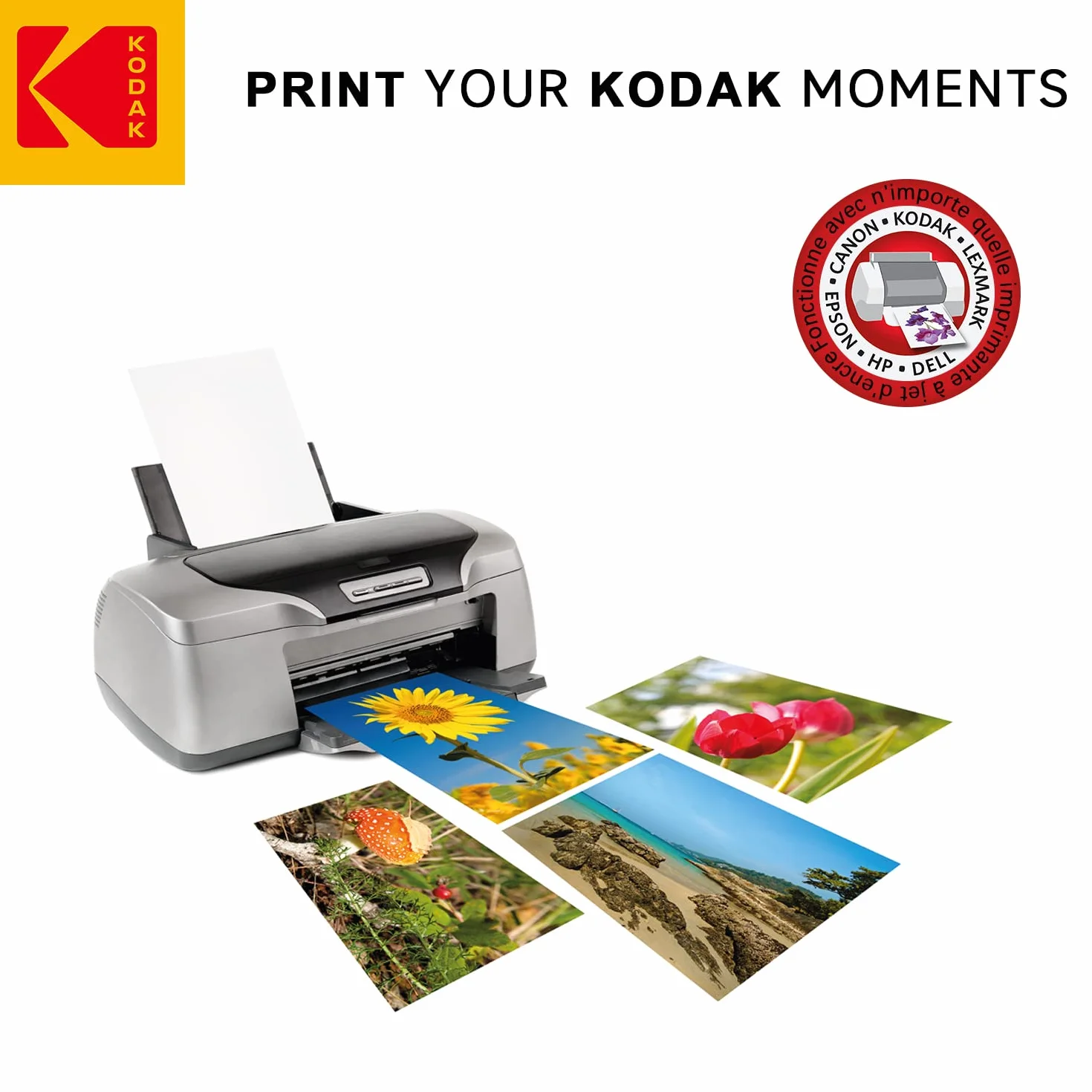 Kodak 9891161 Arkusz Fotograficzny, Biały, 100 Sztuk