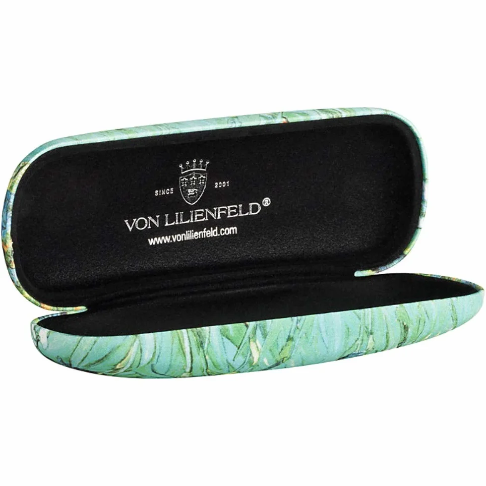 VON LILIENFELD etui na okulary Vincent van Gogh Iris kwiatowe okulary ściereczka z mikrofibry do czyszczenia okularów pudełko na okulary solidne twarde etui pokryte tkaniną