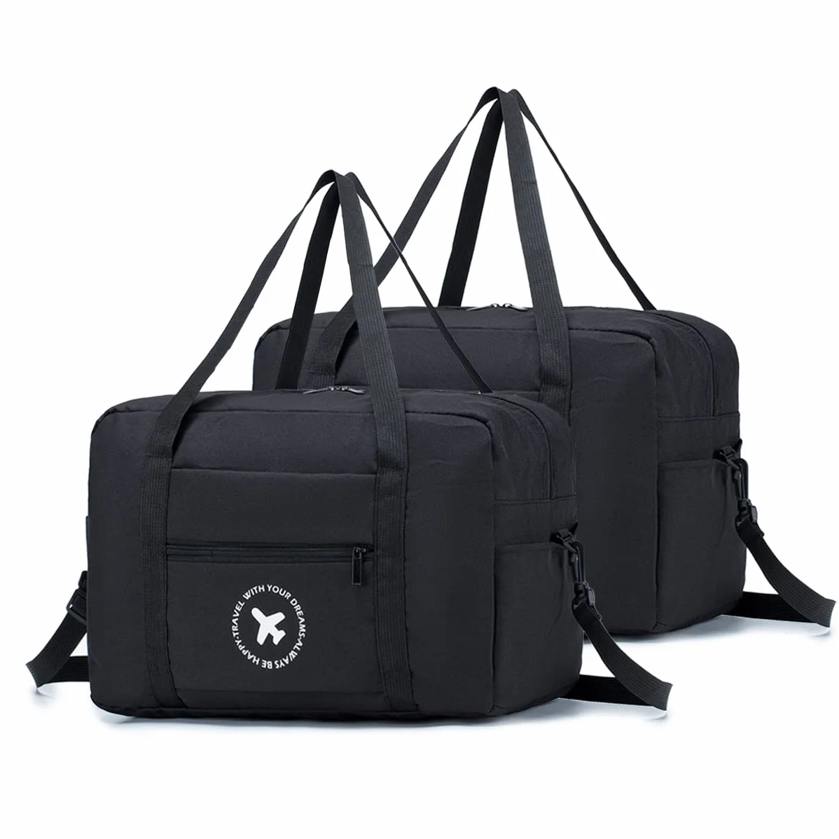 BAGZY 2x Torba Podręczna Ryanair 40x20x25 Składana Torba Kabinowa 20L Lekka Torba Sportowa na Weekend dla Kobiet i Mężczyzn Czarny