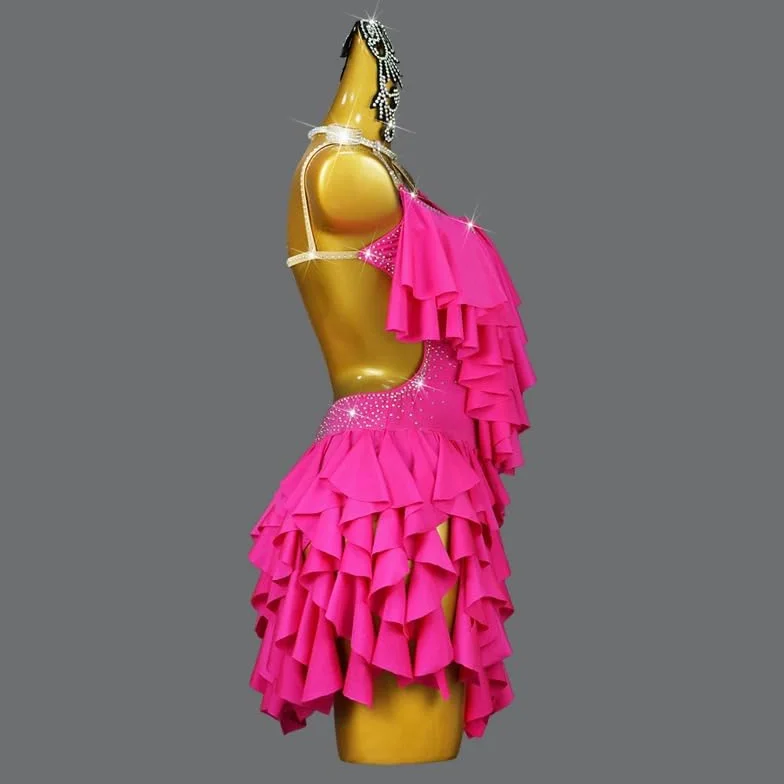 Szelki Latin Competition Stroje do tańca Kostiumy do tańca towarzyskiego dla kobiet Moda bez pleców cha cha sukienki ubrania Tango bez rękawów