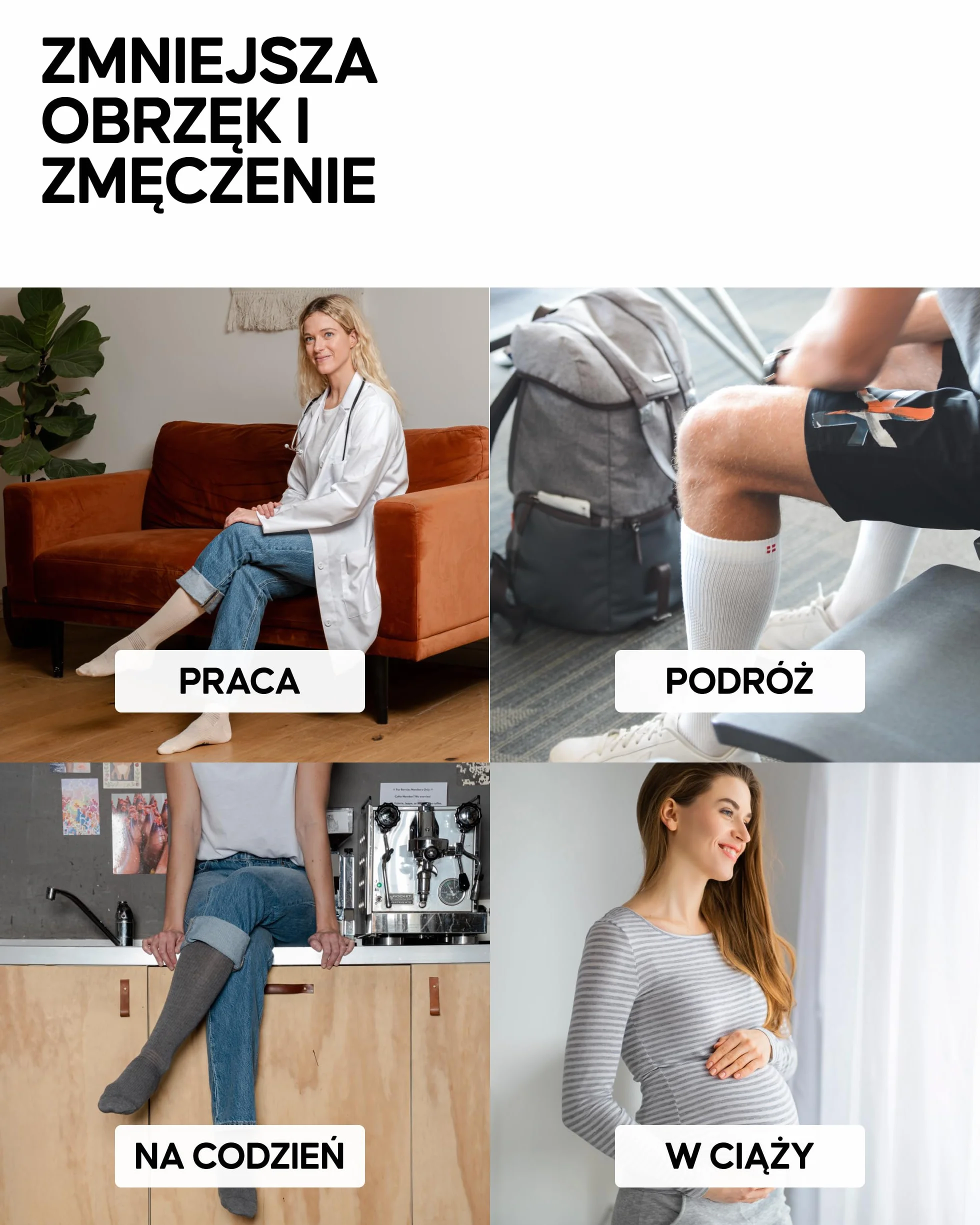 DANISH ENDURANCE Skarpety Kompresyjne, Skarpetki z Bawełny Organicznej, 14-18 mmHg, Wsparcie na Opuchnięte Nogi, w Ciąży, dla Mężczyzn i Kobiet