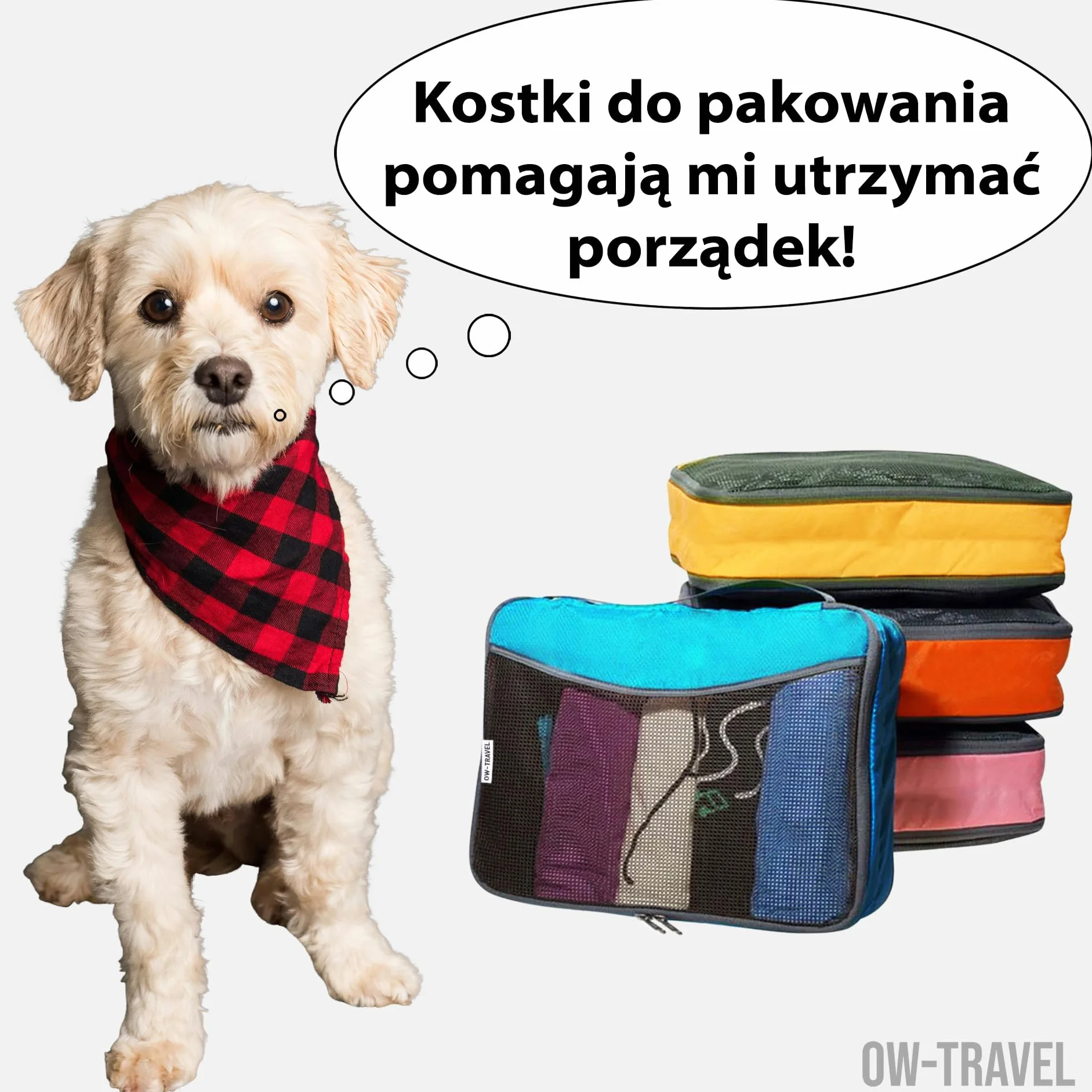 OW-Travel Kostki do Pakowania Walizki (4 Kolorowe) Łatwe Zorganizowania Organizer Podróżny do Walizki. Przechowywanie Ubrań Packing Cubes Organizer Podrozny Bagażu, Plecaka, Toreb