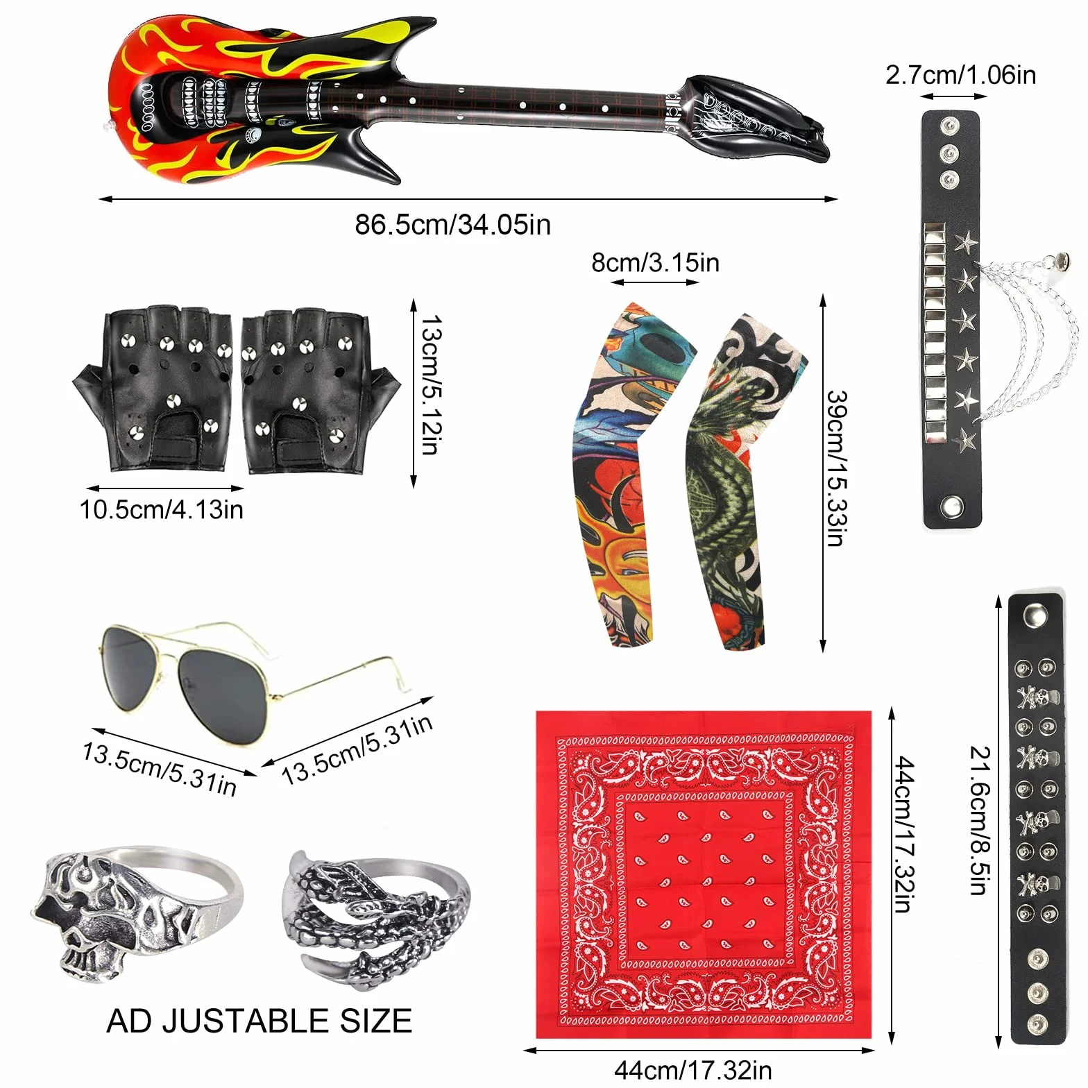 Kostium rockmana, kostium gwiazdy rocka dla dzieci i mężczyzn, kostium punkowy, damski kostium dyskotekowy, kostium na imprezę, w stylu lat 70., 80., 90.