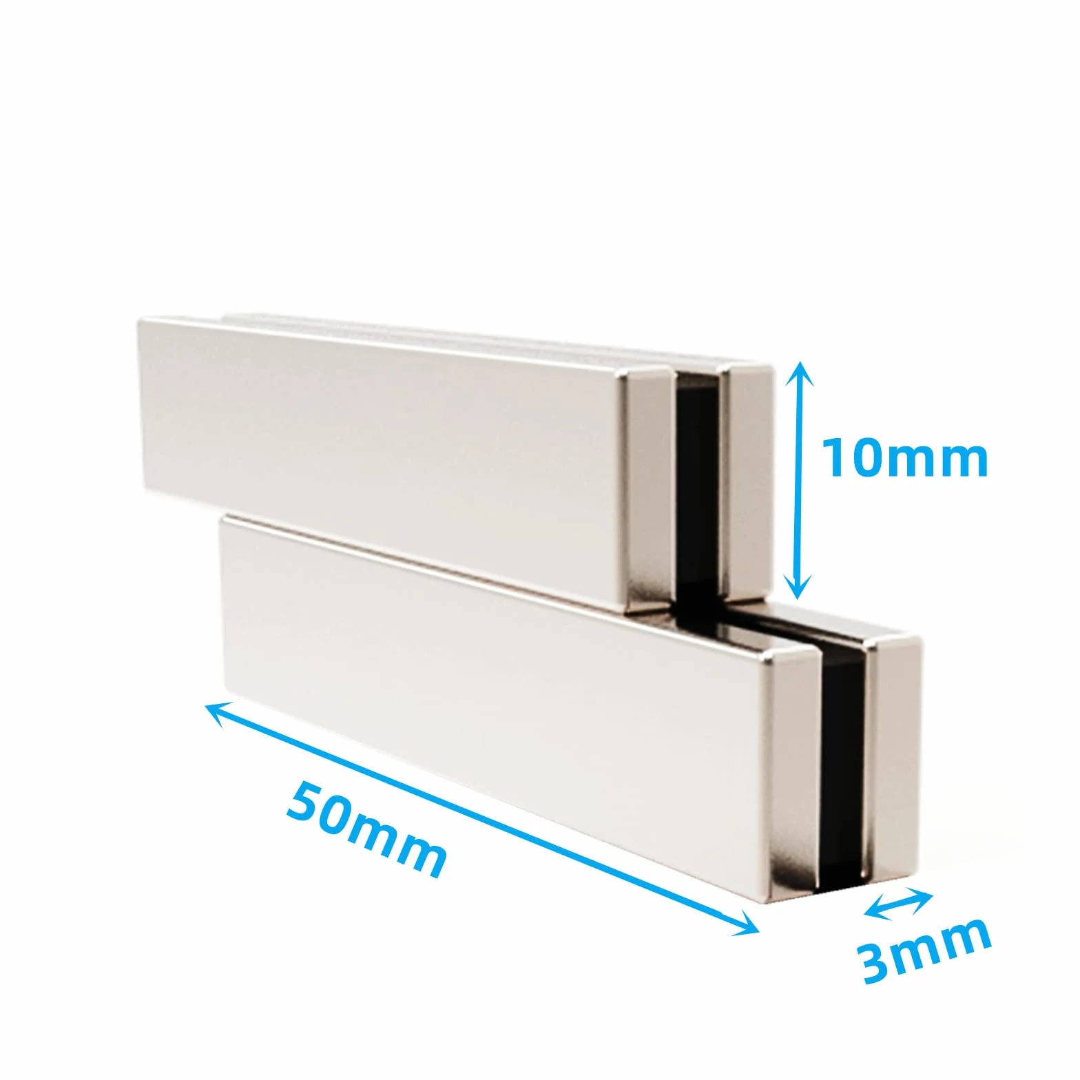 Wukong Magnesy Neodymowe Bardzo Mocne, 50x10x3mm | 4 sztuki Samoprzylepne, Prostokątne, Magnesy Klejące do Biur, Kuchni i Magazynów