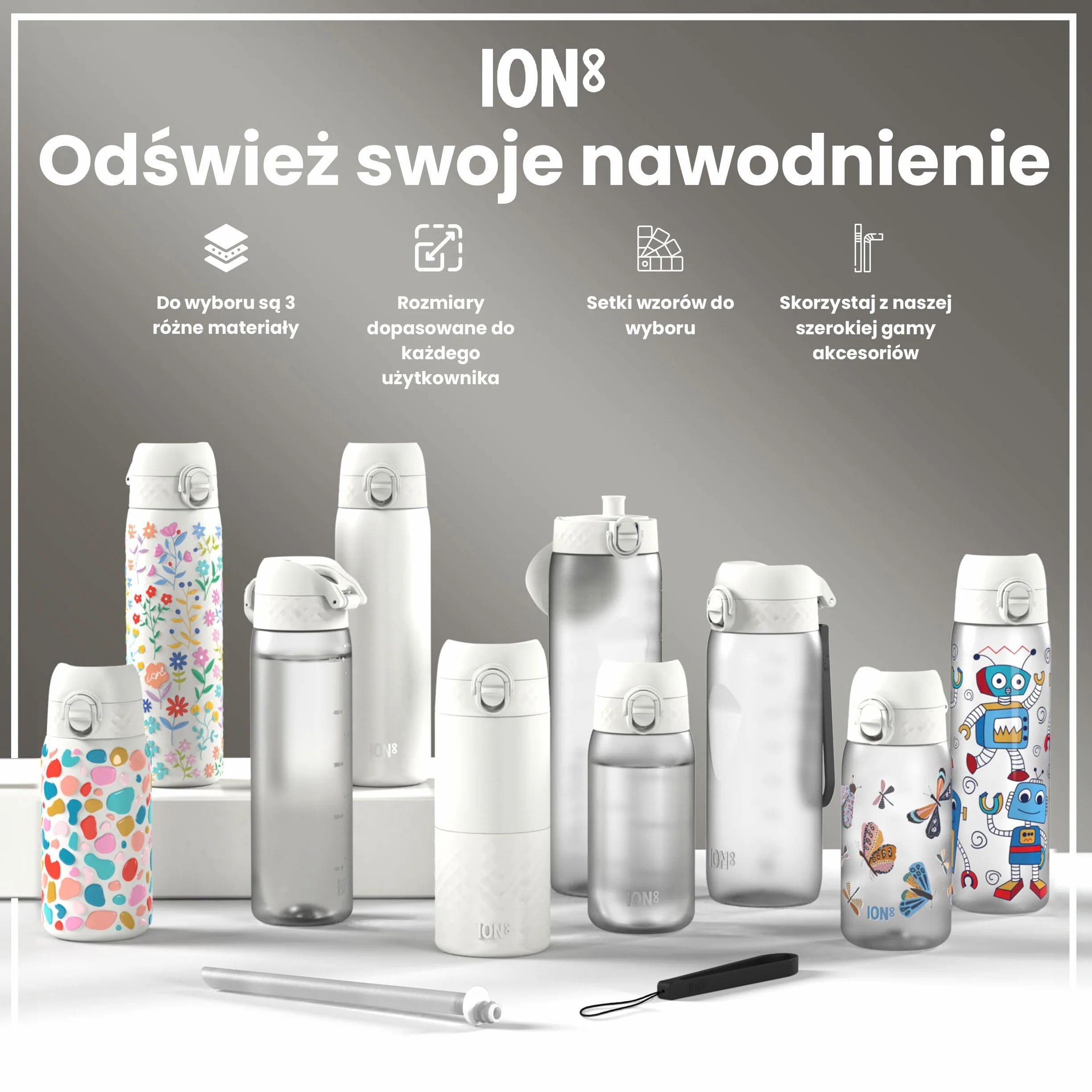 ION8 Butelka dla Dzieci, 350 ml/12 oz, Szczelna, Łatwa do Otwarcia, Bezpieczny Zamek, Można Myć w Zmywarce, Bez BPA, Uchwyt do Przenoszenia, Łatwa do Czyszczenia, Bezwonny, Wzór Motyle
