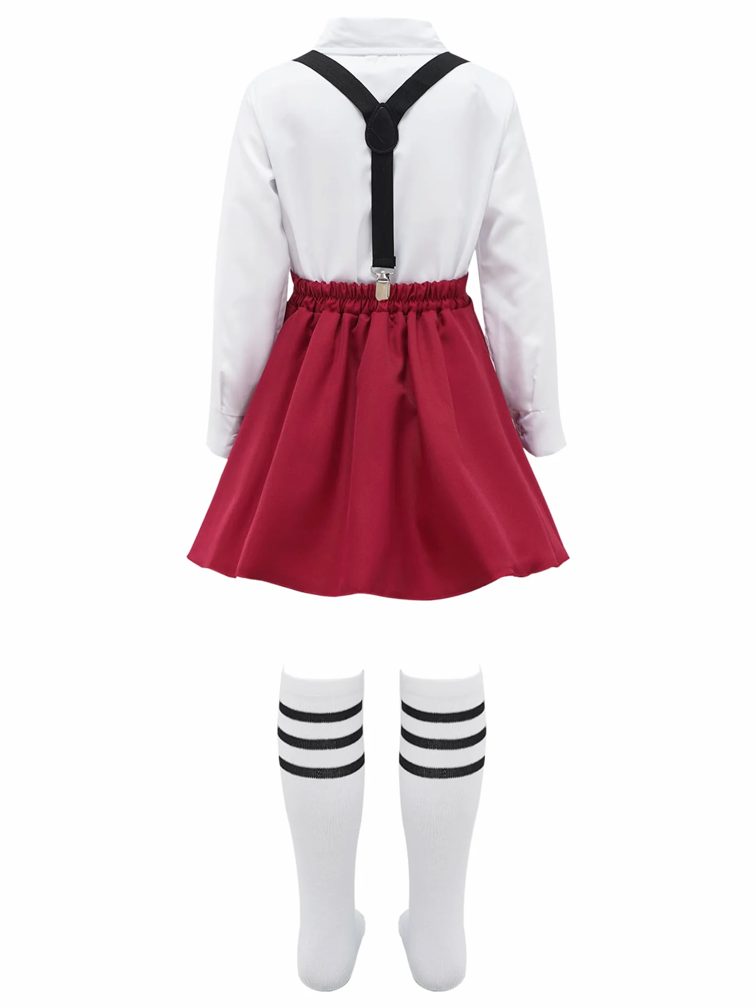 iiniim Dziewczęcy mundurek szkolny japoński anime mundur z krótkim rękawem T-shirt + mini spódniczka + skarpetki, kostium uczennicy, chór, do szkoły, na poka