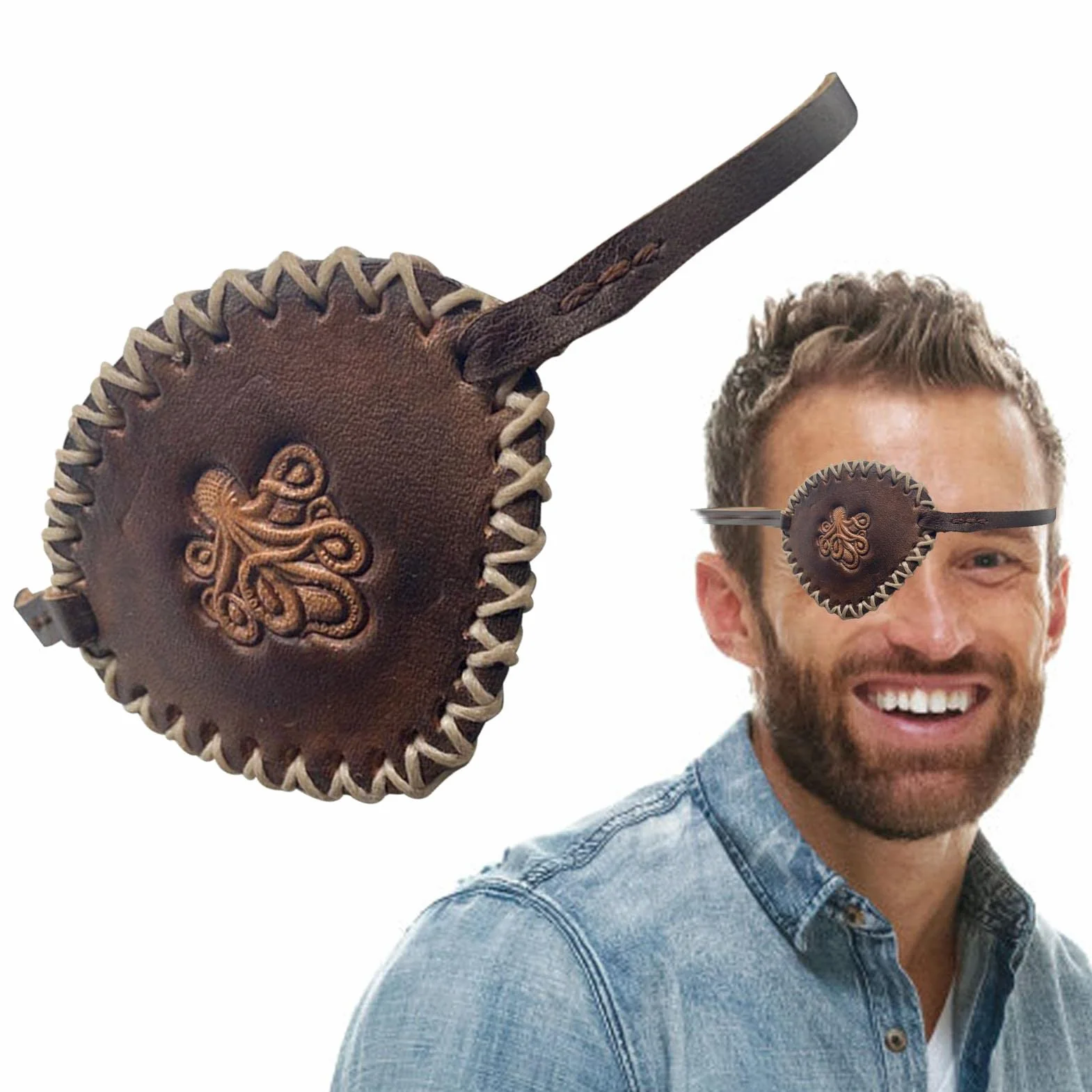 Przepaska oko - Pirackie przepaski oczy dla doros?ych | Fancy Dress Eye Patche regulowana ?redniowieczna gotycka przebranie karnawa? Akcesoria Steampunk Pologmase