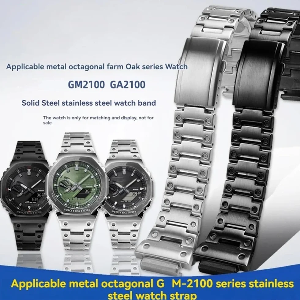16 mm metalowy pasek do zegarka ze stali nierdzewnej pasujący do Casio G-SHOCK GM2100/GA2100