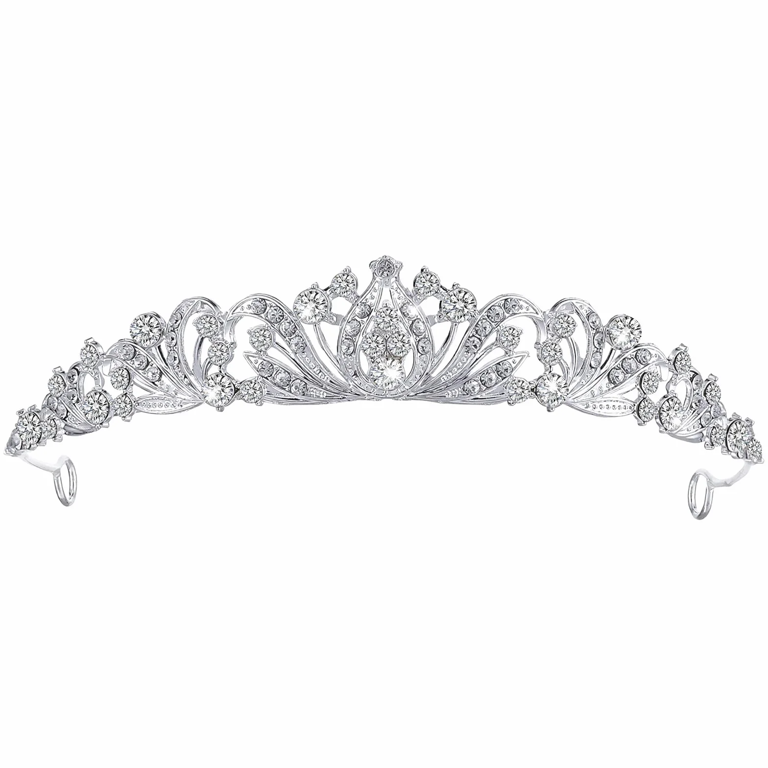 Nogeqi Diadem ze srebra ze strasu, korona księżniczki, elegancka korona dla panny młodej, kryształowa tiara, królowa, dekoracja na wesele, karnawał, urodziny, uroczystości i imprezę, akcesoria do