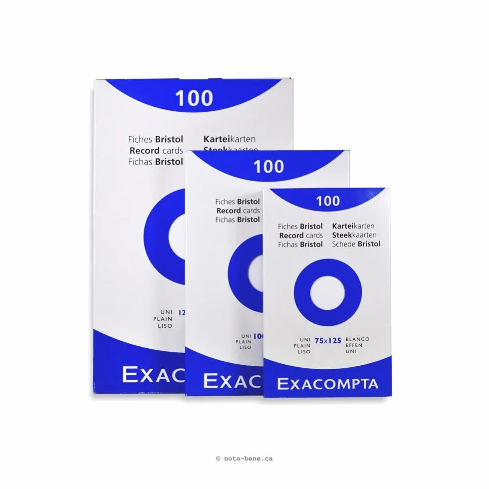 Exacompta 13301E Karty indeksowe - fiszki - zwykły nieperforowany karton - 75x125mm - 100 sztuk - kolor: biały