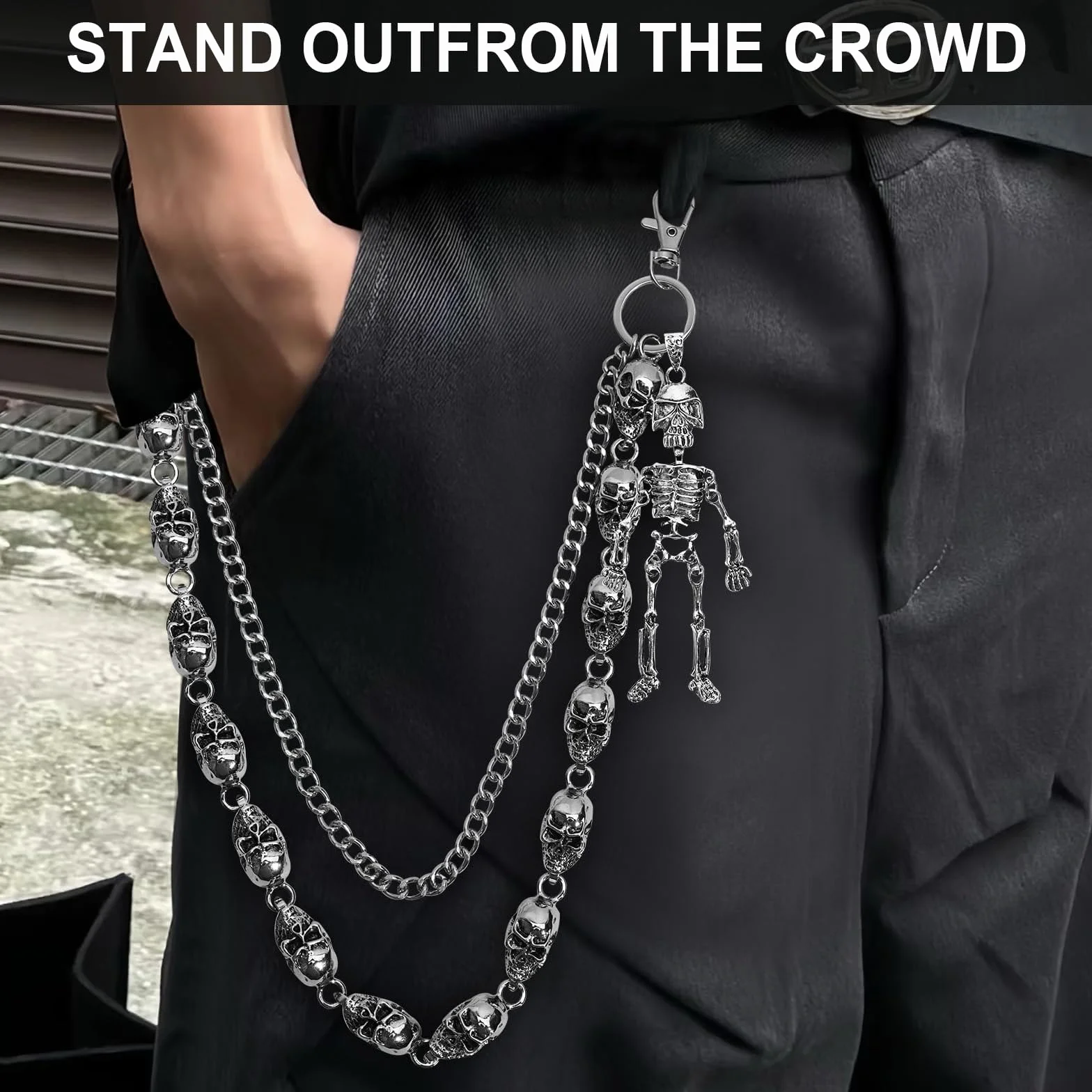 Łańcuszek do spodni, męski, gotycki, odzież grunge, akcesoria grunge, gotycka biżuteria, punk, odzież punkowa, ubrania emo, łańcuszek, na imprezy, festiwale, Halloween