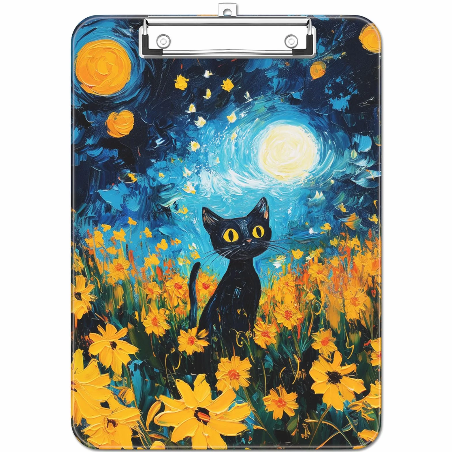 Plastikowy uroczy schowek, niskoprofilowy metalowy klips, rozmiar litery A4, 23 x 31,8 cm, tablica do spinania papieru dla nauczycieli, pielęgniarek, klasy, uroczy kot van