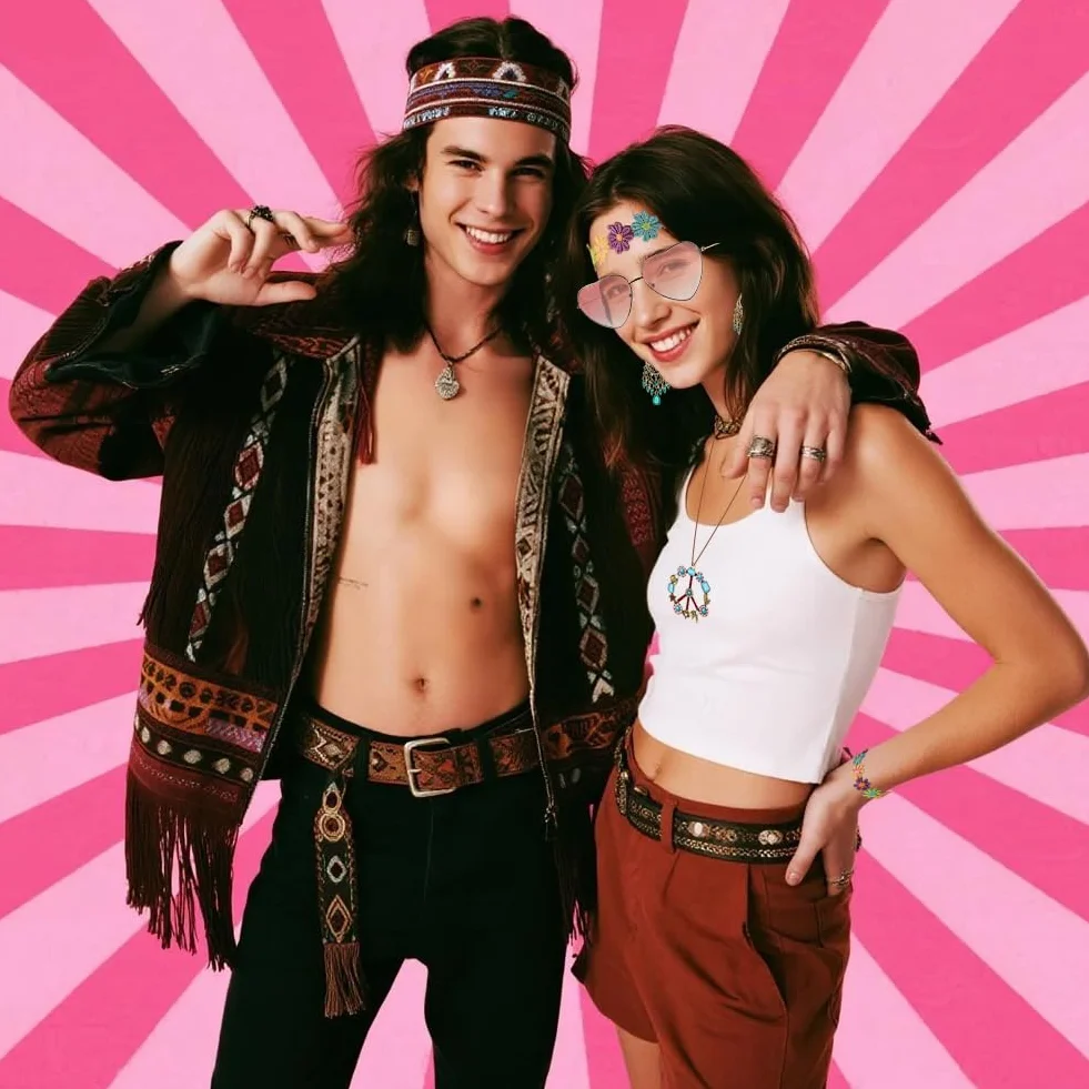 5 sztuk akcesoria hippy kobiety, boho 70 akcesoria dla kobiet dziewcząt z okularami przeciwsłonecznymi różowa stokrotka stokrotka kolczyki naszyjnik hippie bransoletka retro 60s i 70s zestaw mody