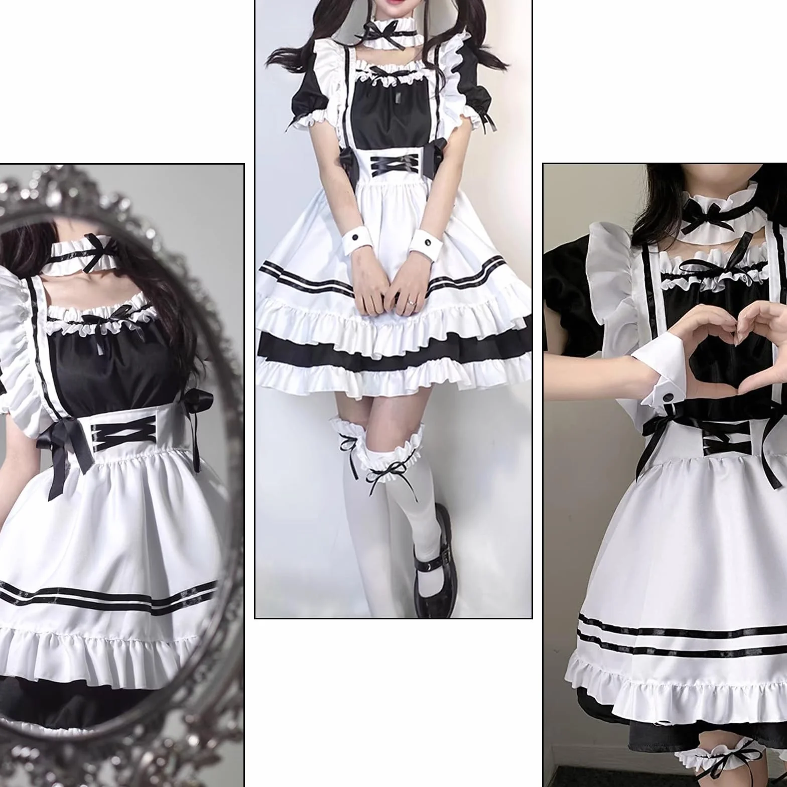 MeYuxg Strój pokojówki, francuska sukienka księżniczki, kostium na Halloween, dla kobiet, urocza sukienka cosplay