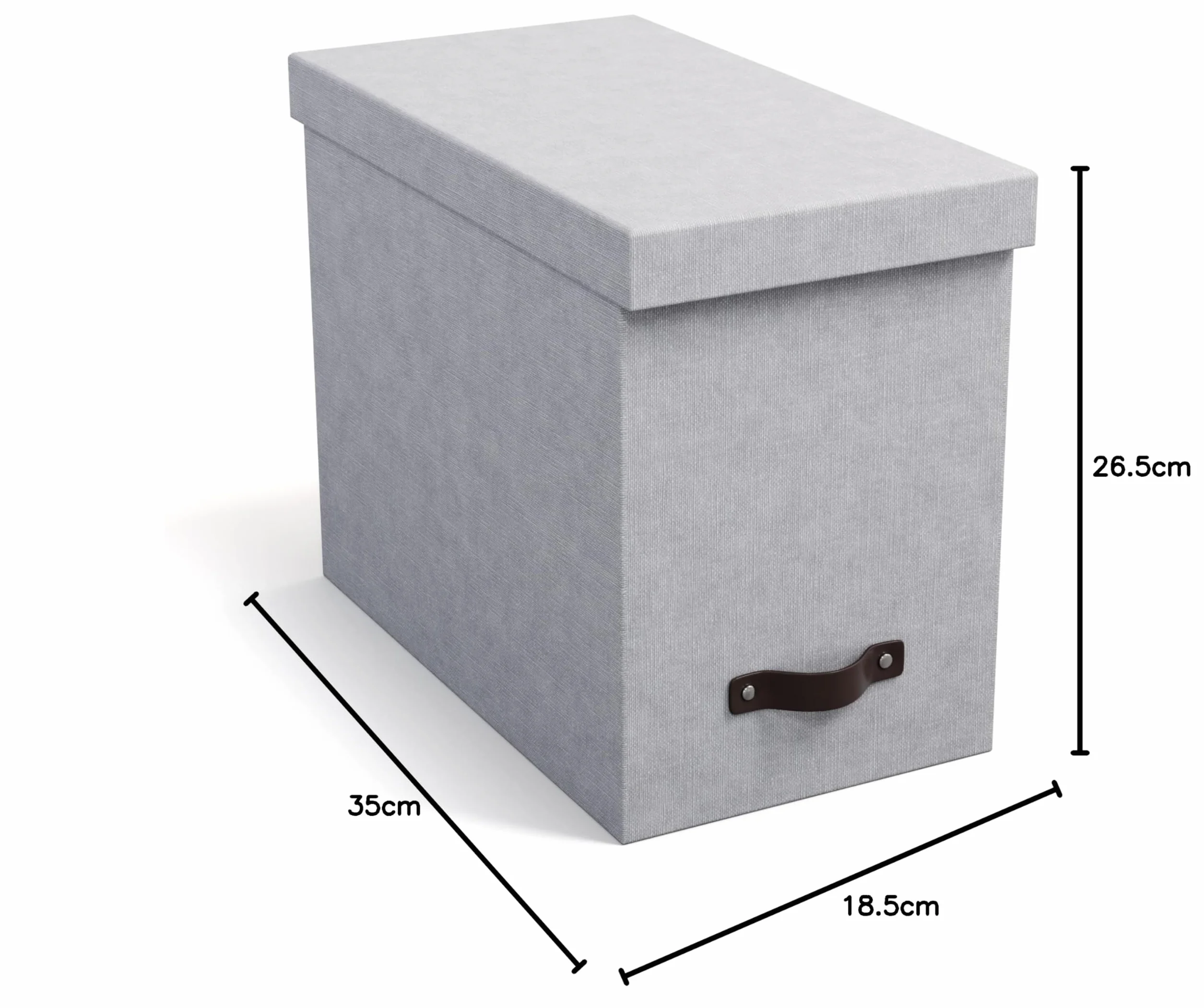 Bigso Box of Sweden JOHAN Pudełko z pokrywką – stylowe pudełko archiwalne z 8 zawieszanymi skoroszytami – pudełko na teczki wiszące z płyty pilśniowej i papieru o stylowym wyglądzie lnu – jasnoszare