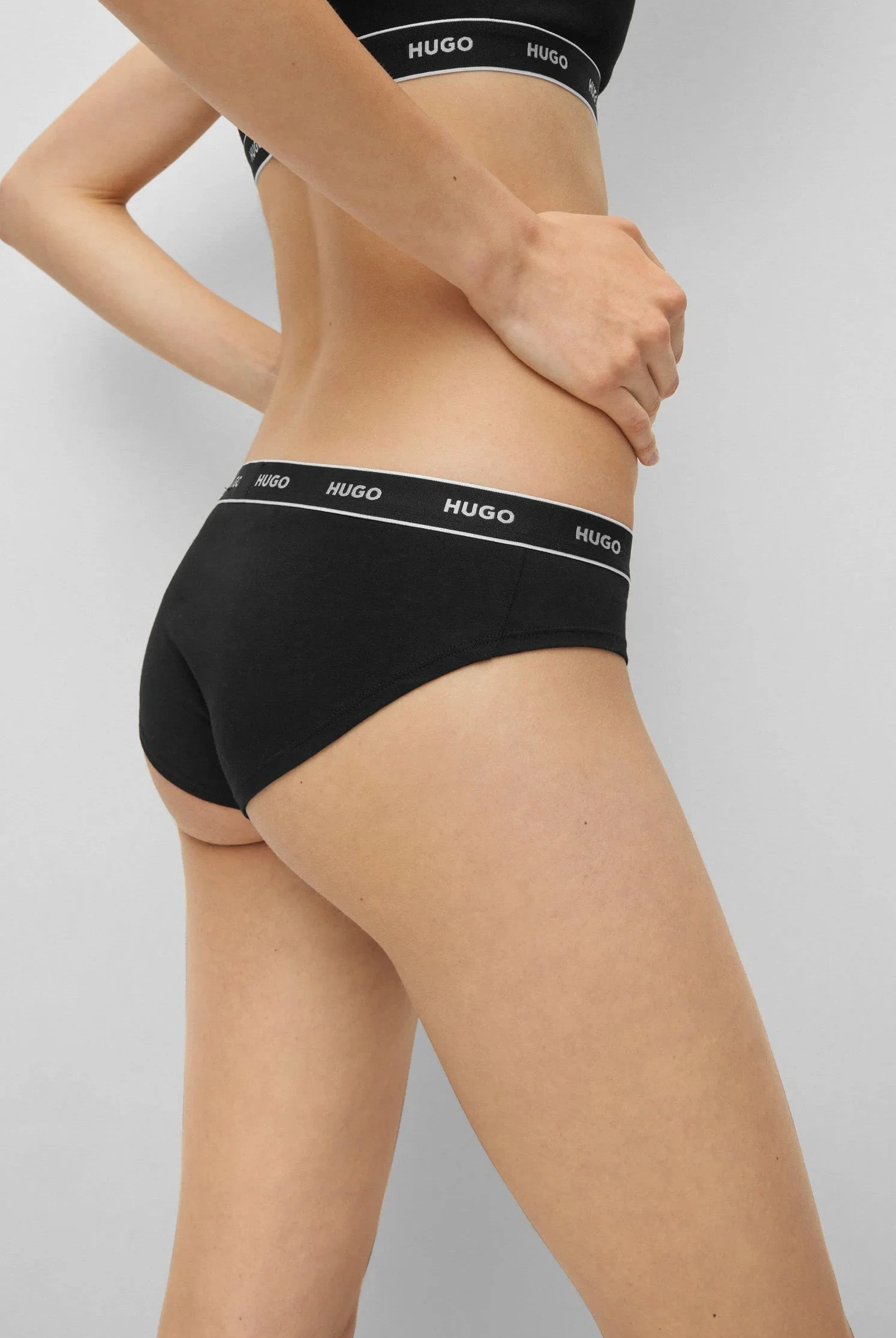 HUGO Damskie majtki Triplet Brief Stripe Slipy (3 sztuki), czarny (Black1), S