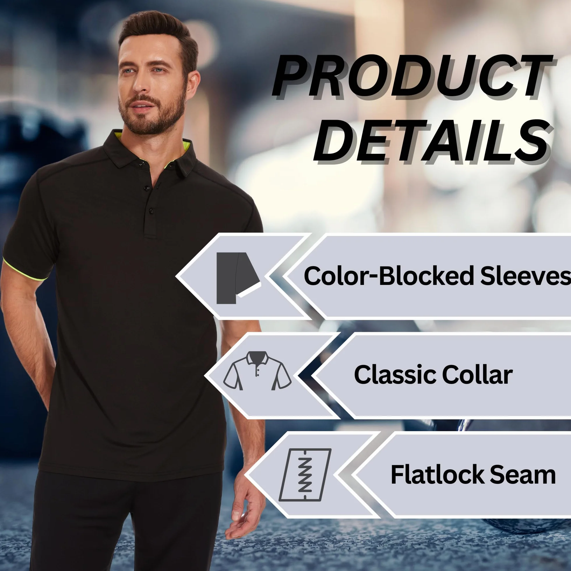 AMZSPORT 3-częściowy zestaw Basic męska koszulka polo z krótkim rękawem - koszulka polo slim fit i golf